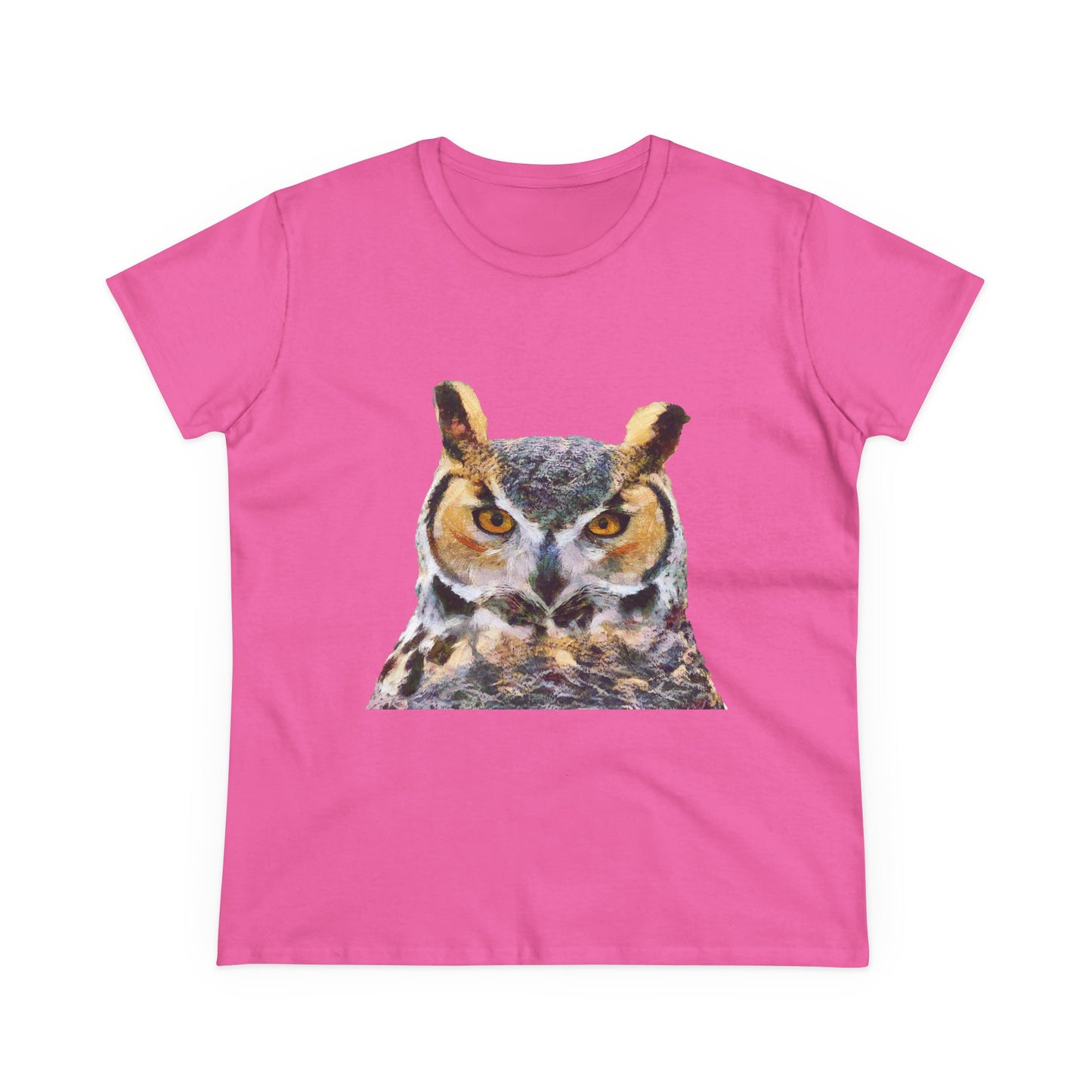 Great Horned Owl 'Hooty' Women's Midweight Cotton Tee