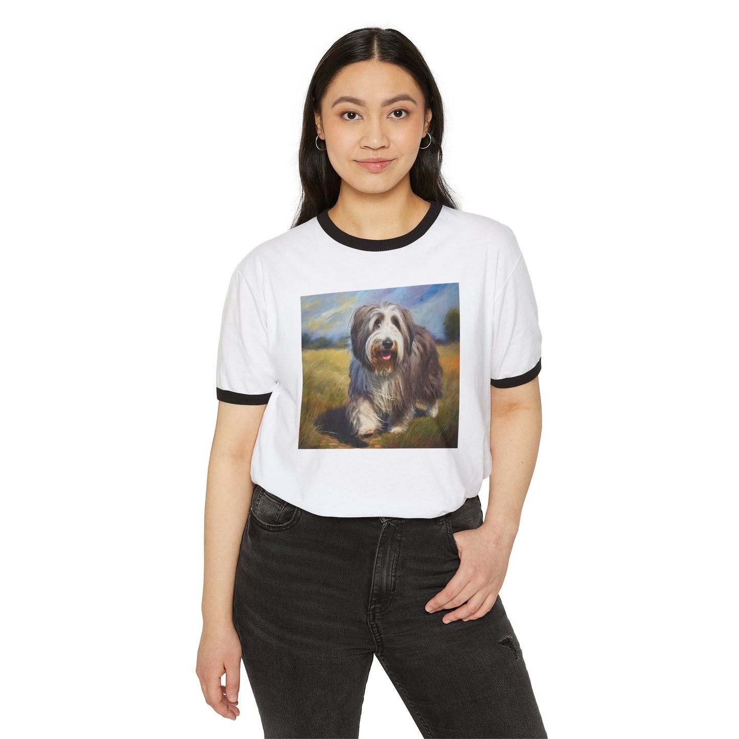 Bearded Collie Classic Cotton Ringer T-Shirt