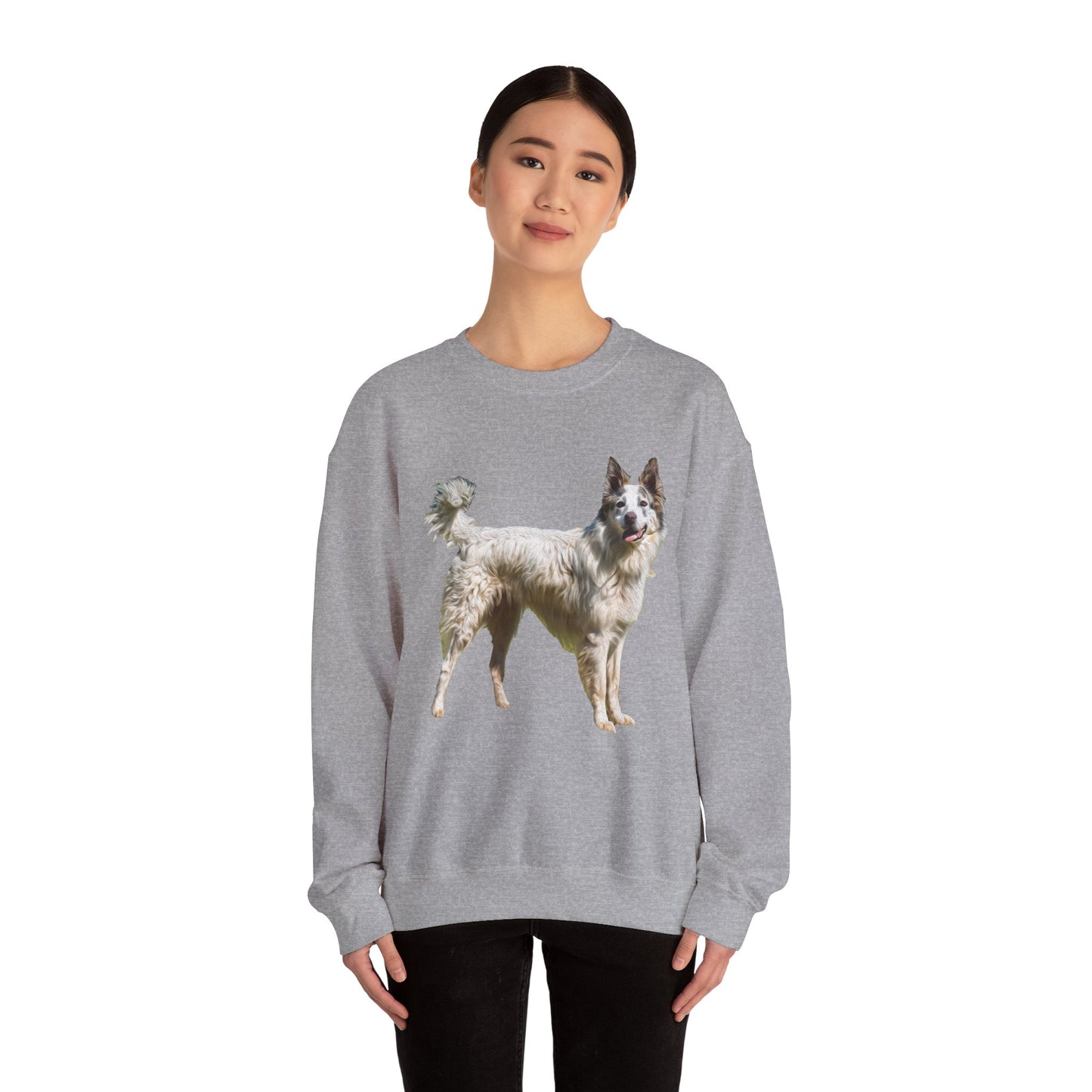 Chilly Day Charm: Pyrenean Shepherd Unisex 50/50 Crewneck Sweatshirt