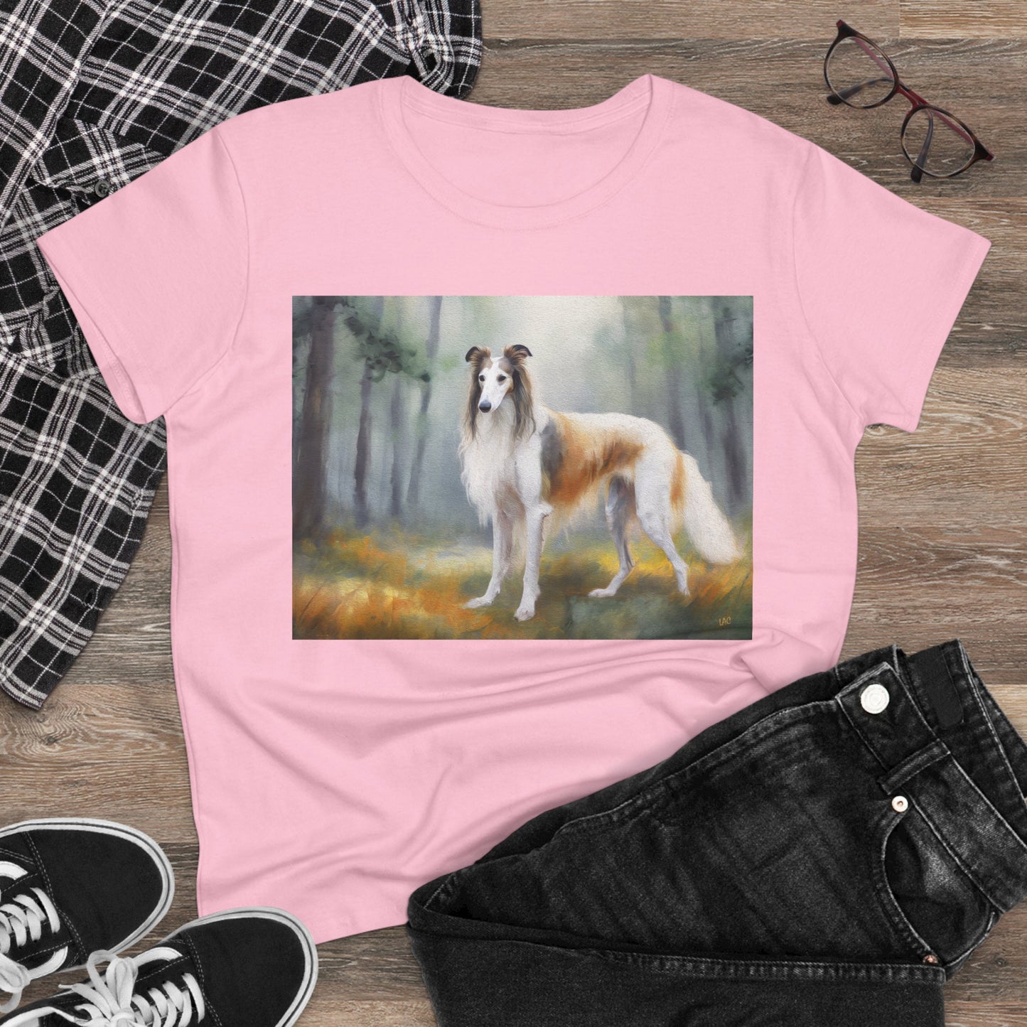 Borzoi 'Russian Wolfhound' Women's Midweight Cotton Tee
