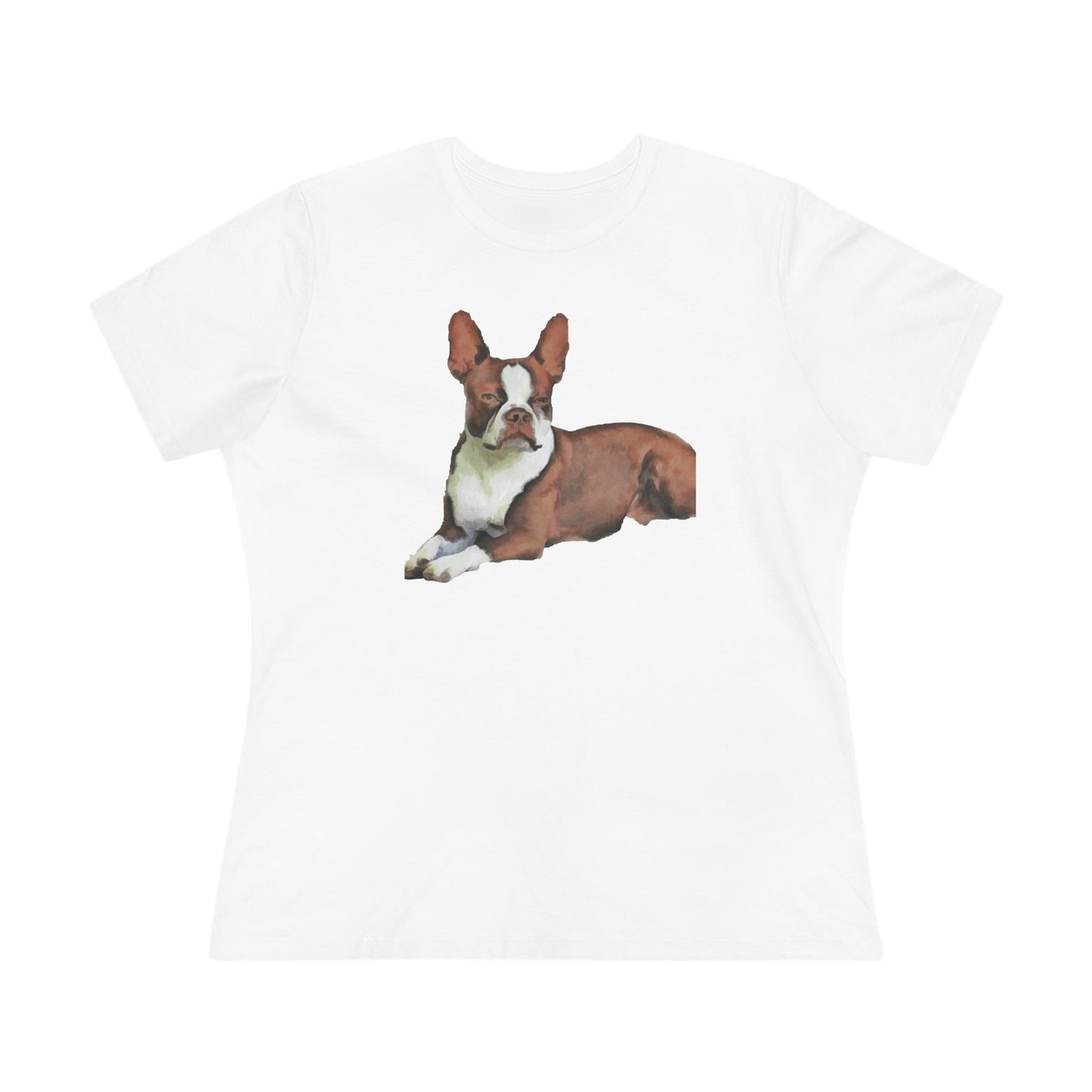 Boston Terrier Brown & White Women's Relaxed Cotton Tee