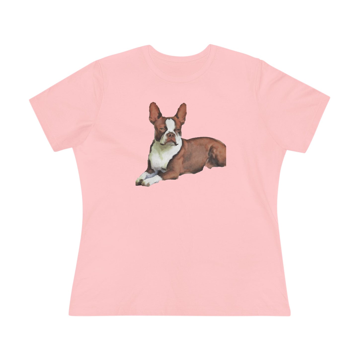 Boston Terrier Brown & White Women's Relaxed Cotton Tee