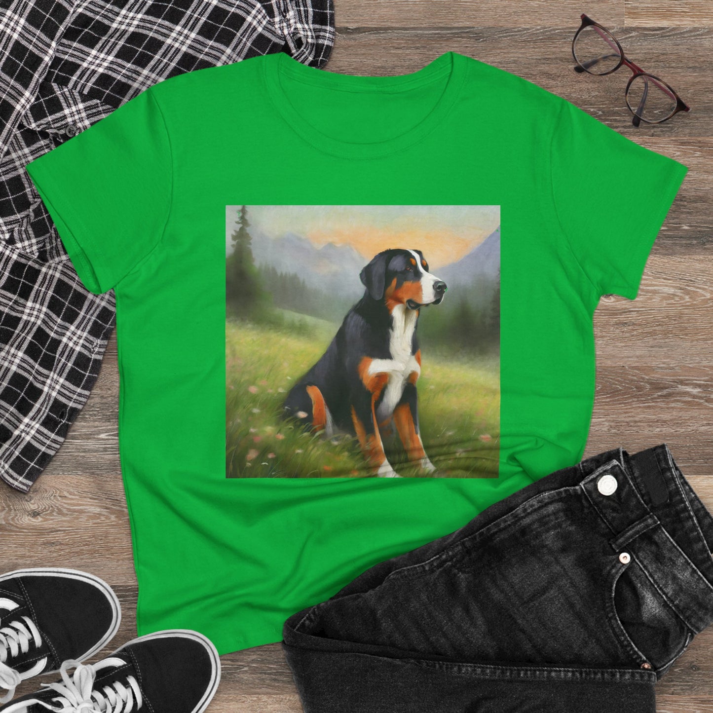 Greater Swiss Mountain Dog Women's Midweight Cotton Tee
