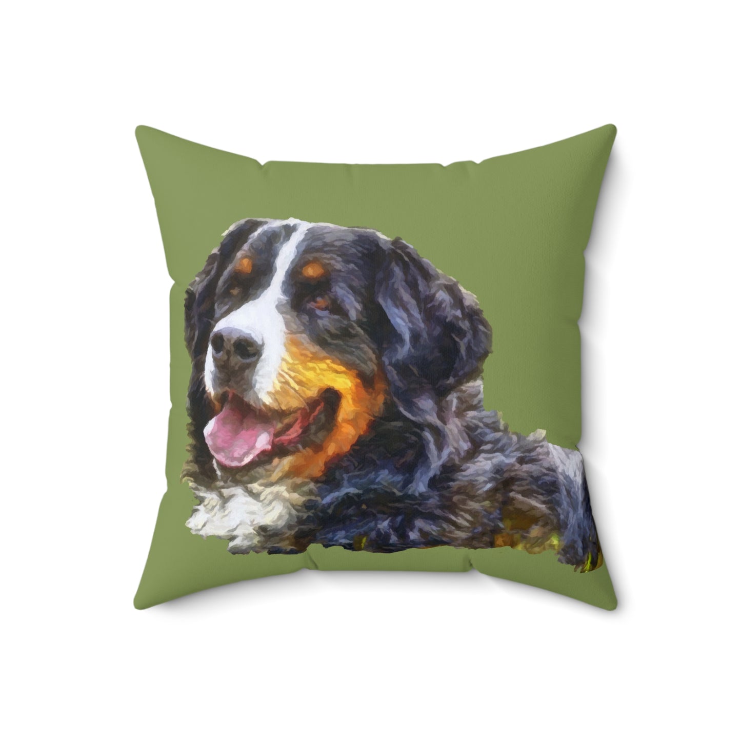 Bernese Mountain Dog Spun Polyester Throw Pillow