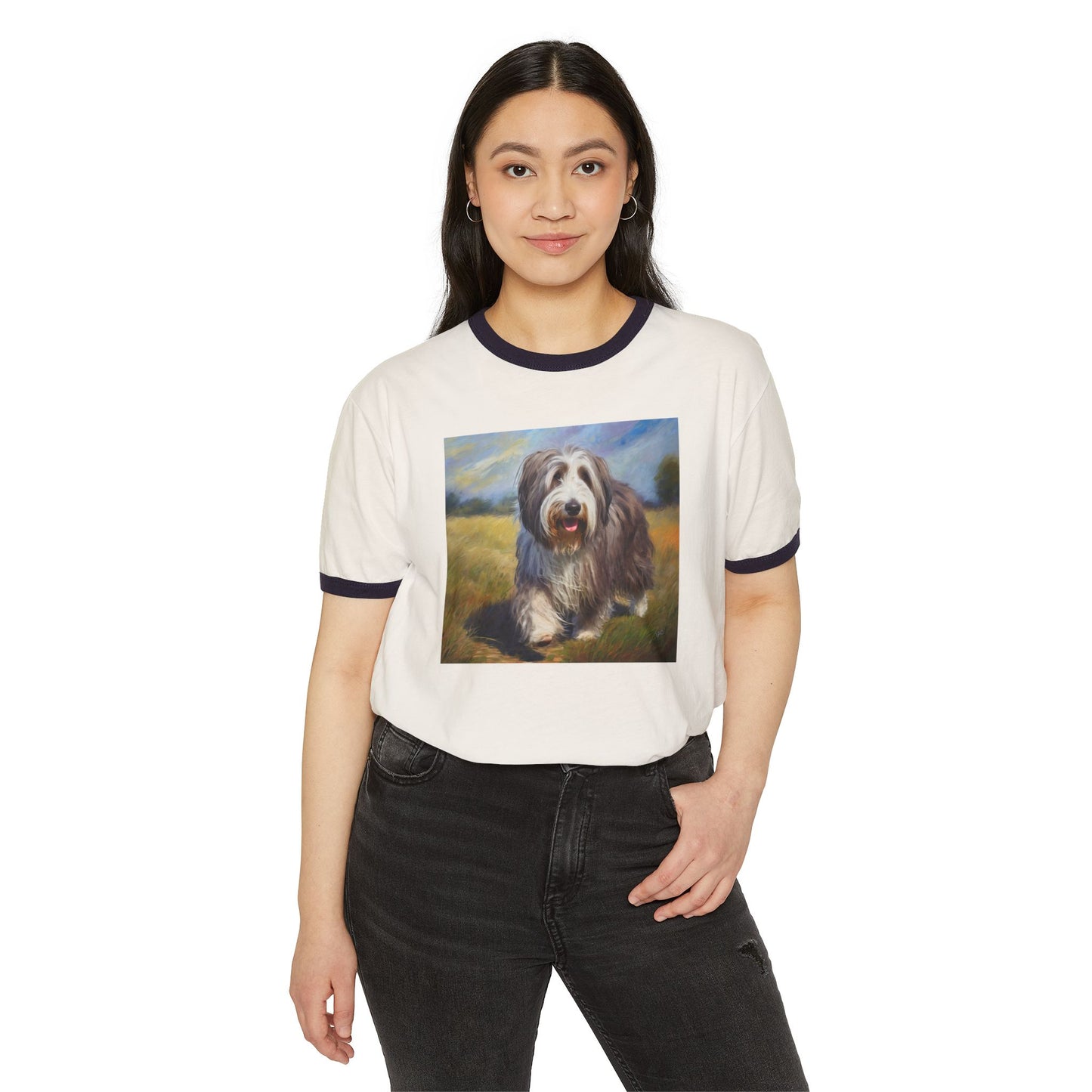 Bearded Collie Classic Cotton Ringer T-Shirt