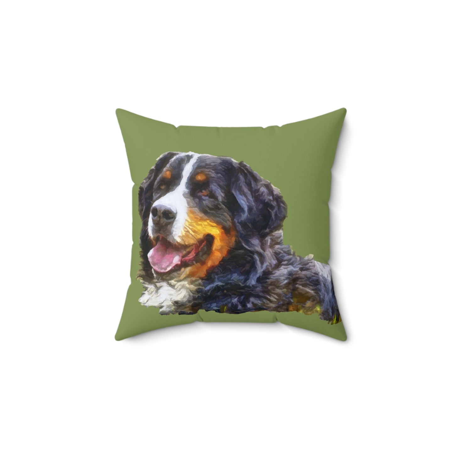 Bernese Mountain Dog Spun Polyester Throw Pillow
