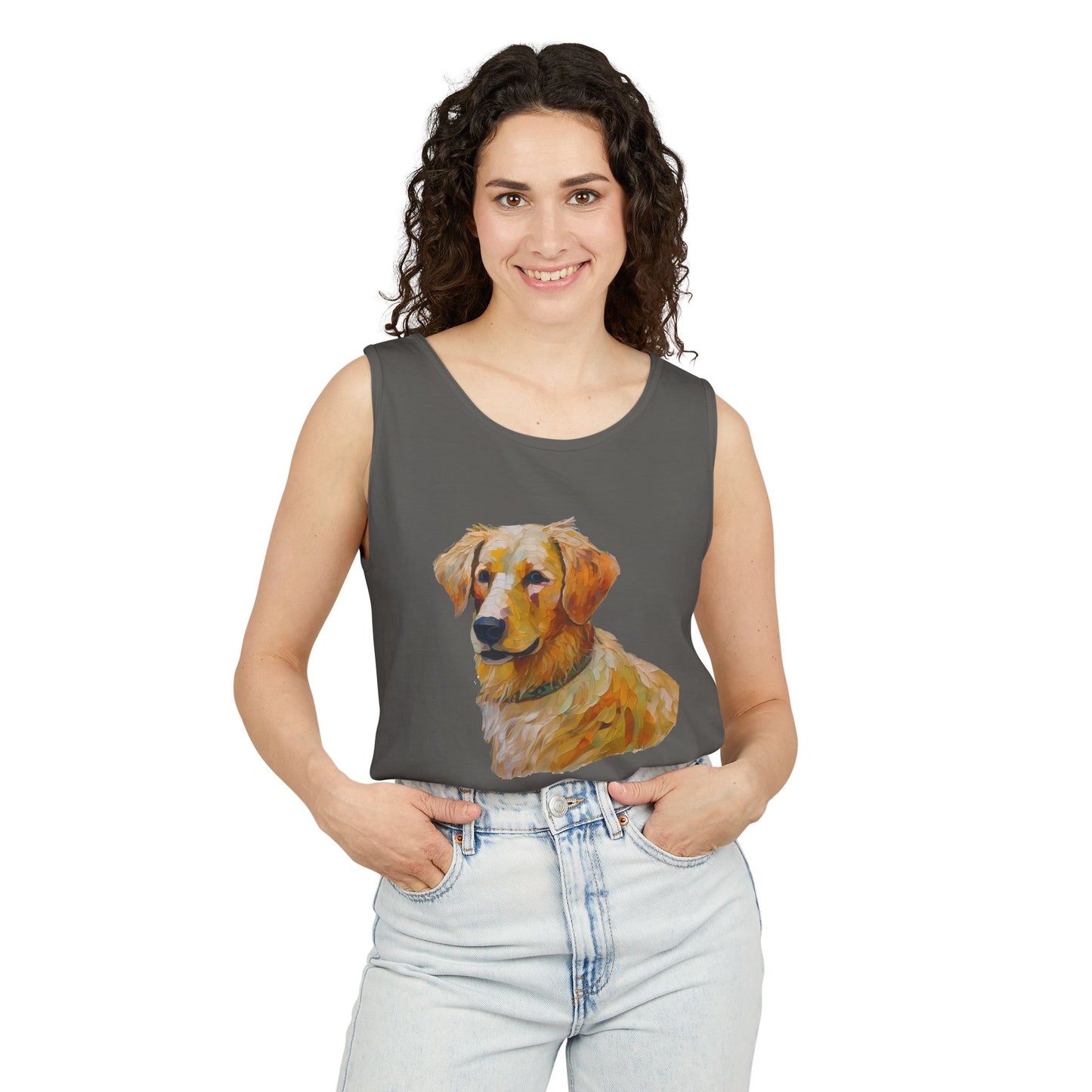 Golden Retriever Puppy - Unisex Relaxed Fit Garment-Dyed Tank Top