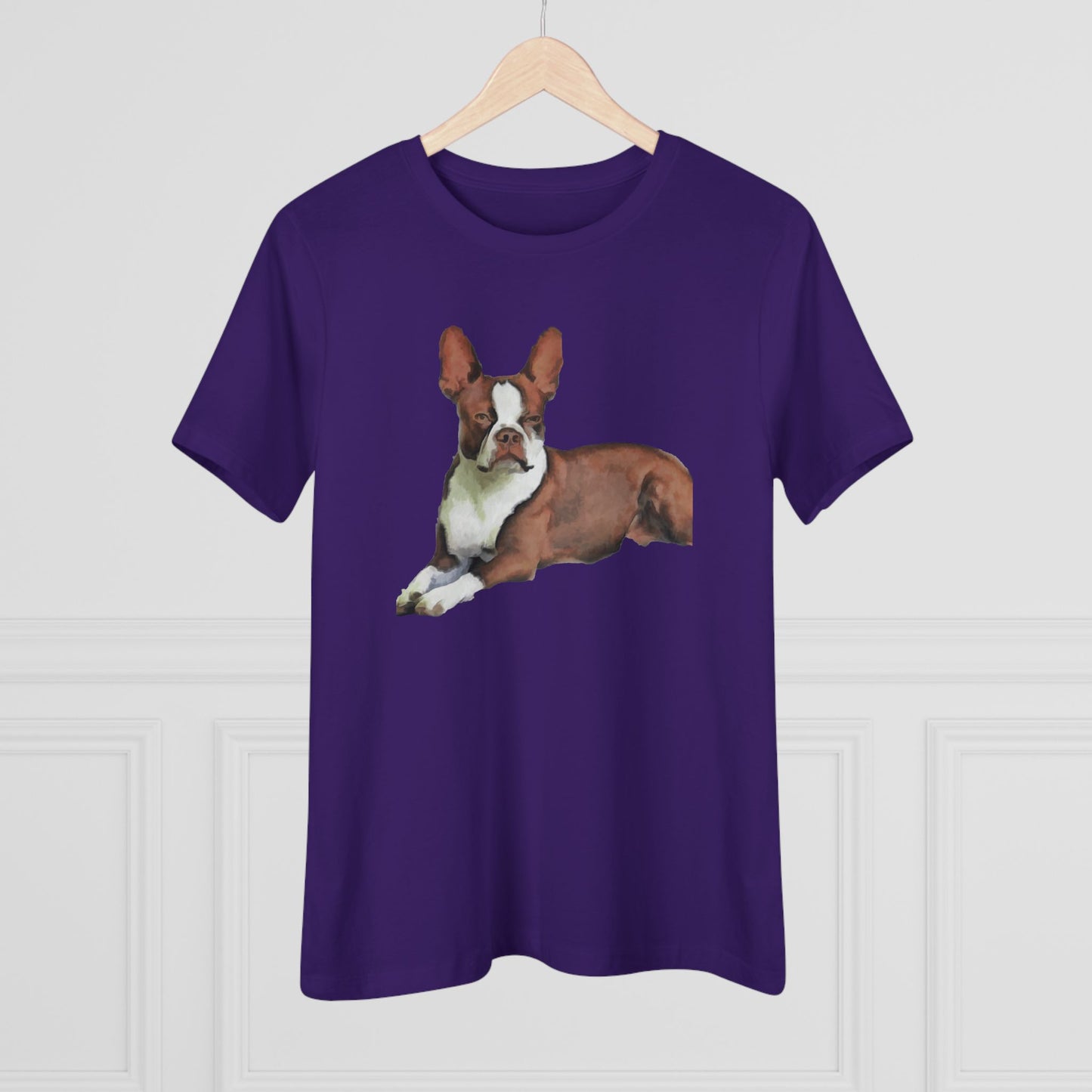 Boston Terrier Brown & White Women's Relaxed Cotton Tee