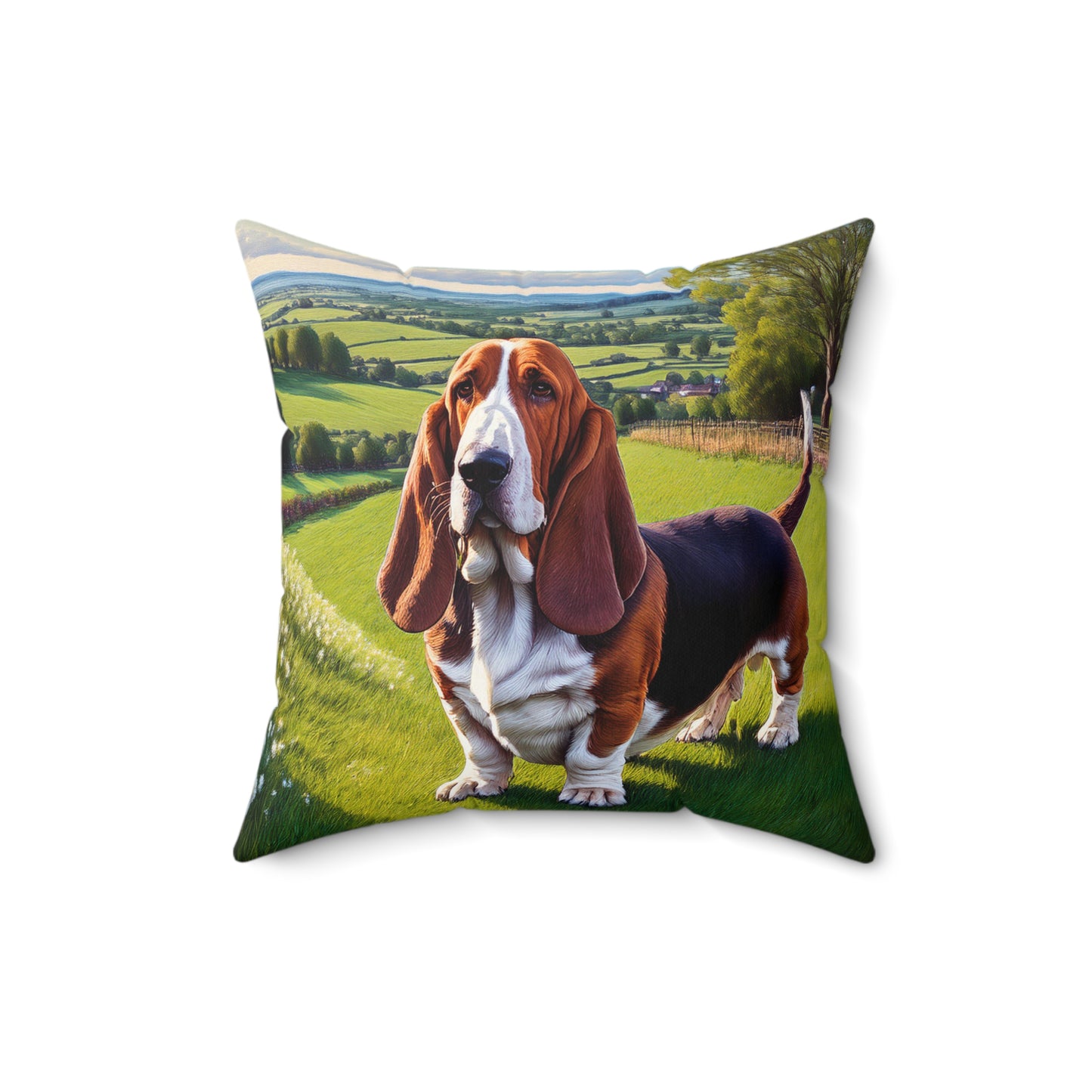 Basset Hound Spun Polyester Throw Pillow