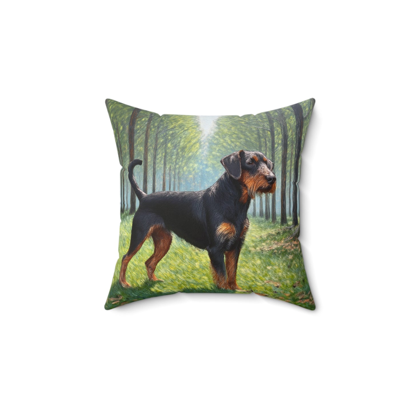 Deutscher Jagdterrier Spun Polyester Throw Pillow