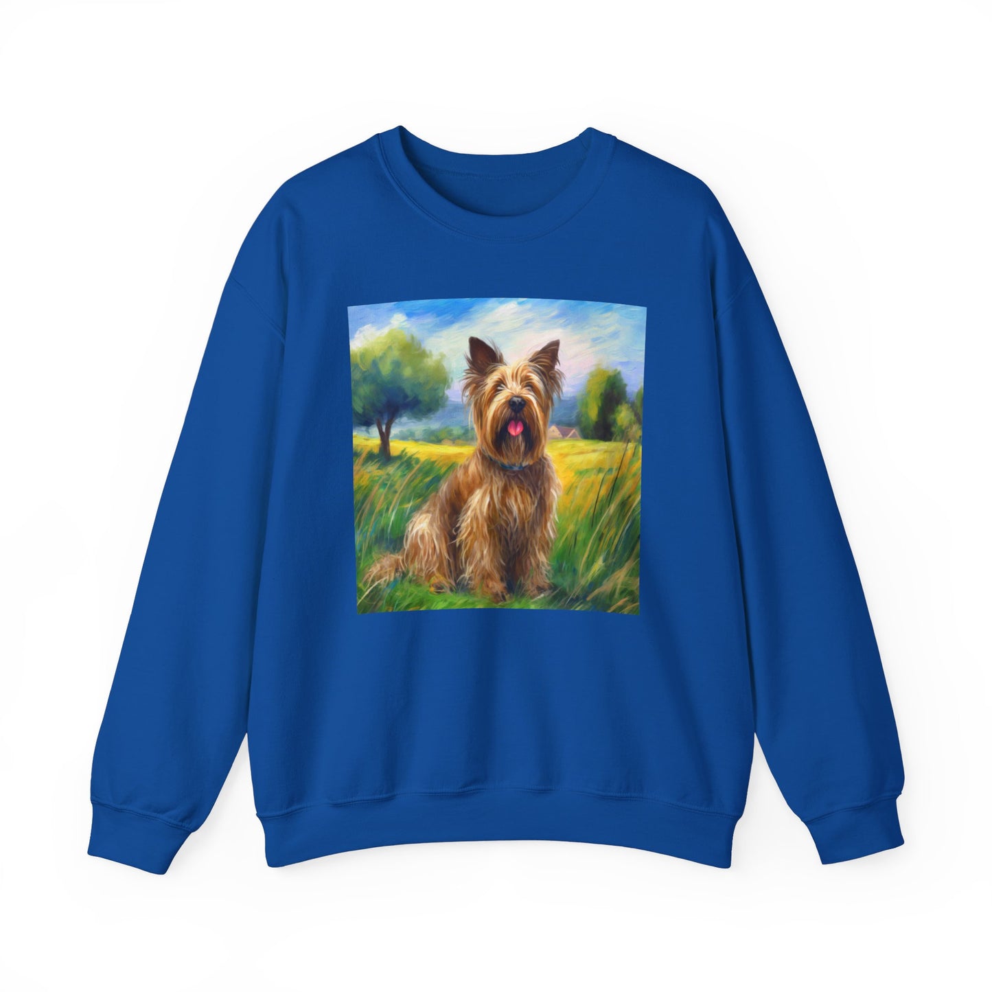 Briard in French Countryside Unisex 50/50 Crewneck Sweatshirt