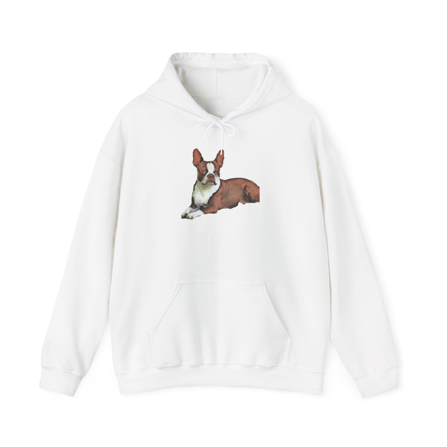 Boston Terrier Brown & White Unisex 50/50 Hooded Sweatshirt