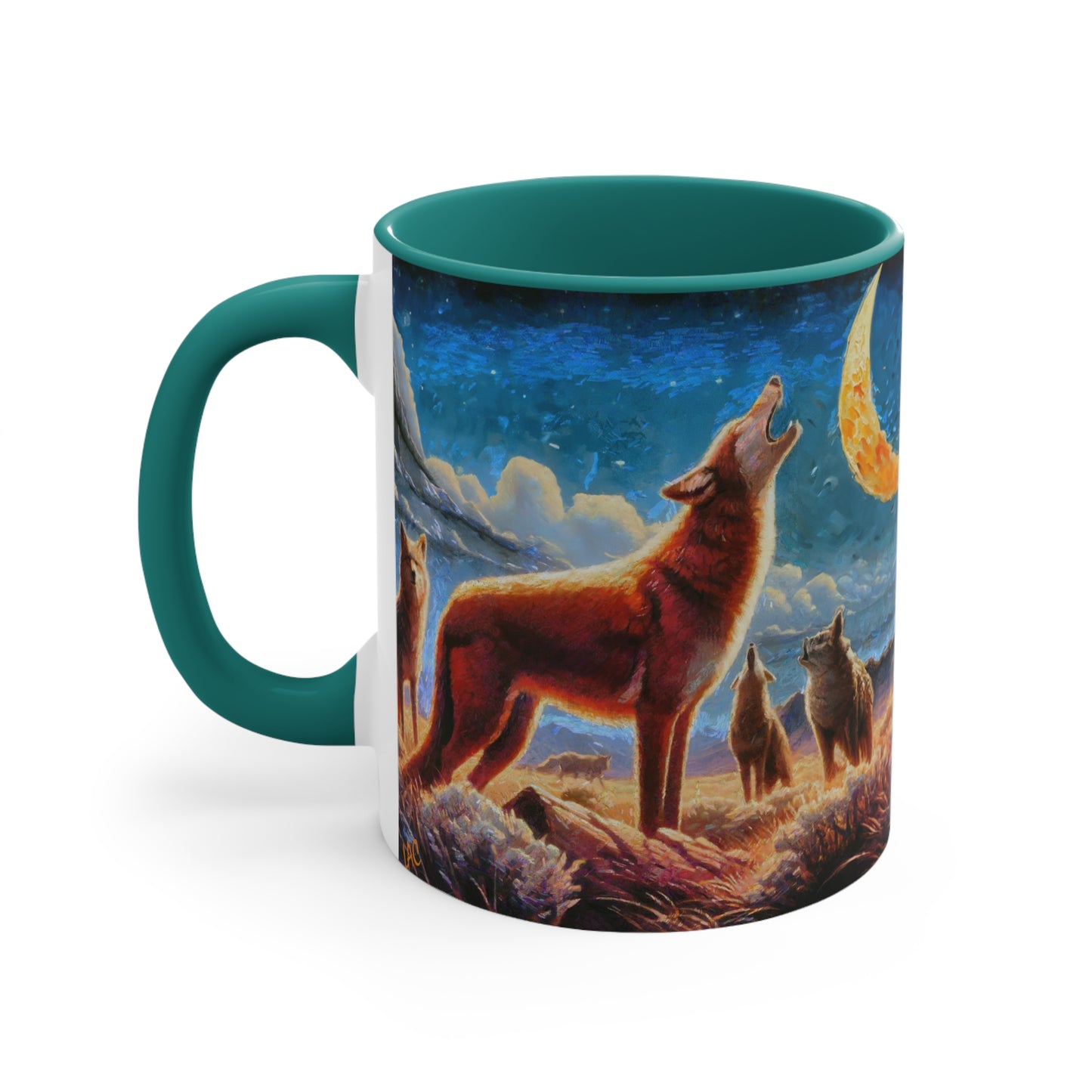 Coyotes in Moonlight Accent Coffee Mug, 11oz