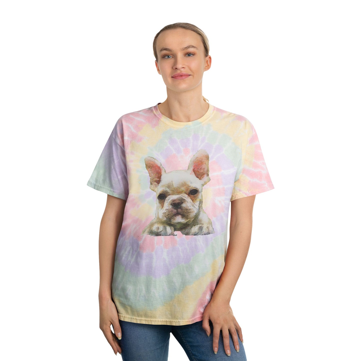 French Bulldog 'Bouvier' Unisex Tie-Dye Tee, Spiral