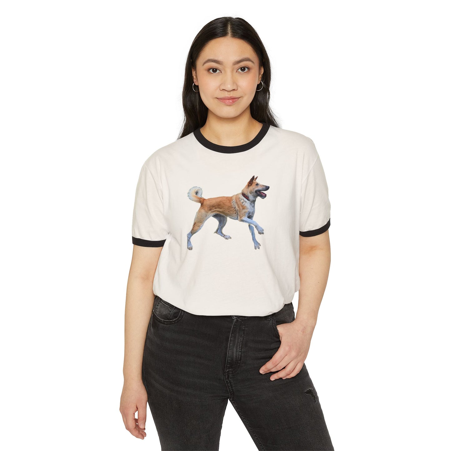 Korean Jindo Unisex Cotton Ringer T-Shirt