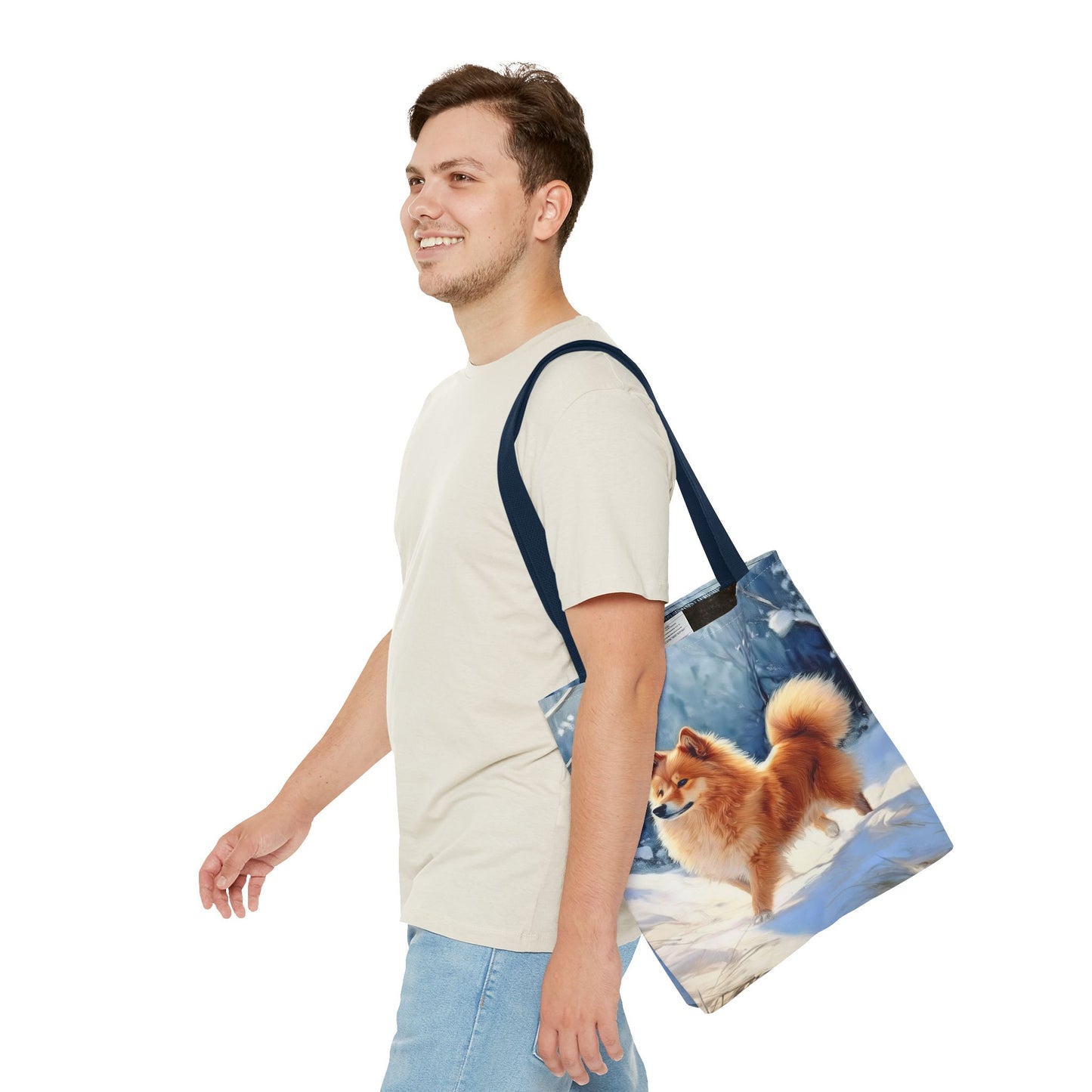 Finnish Spitz Polyester Tote Bag (AOP)