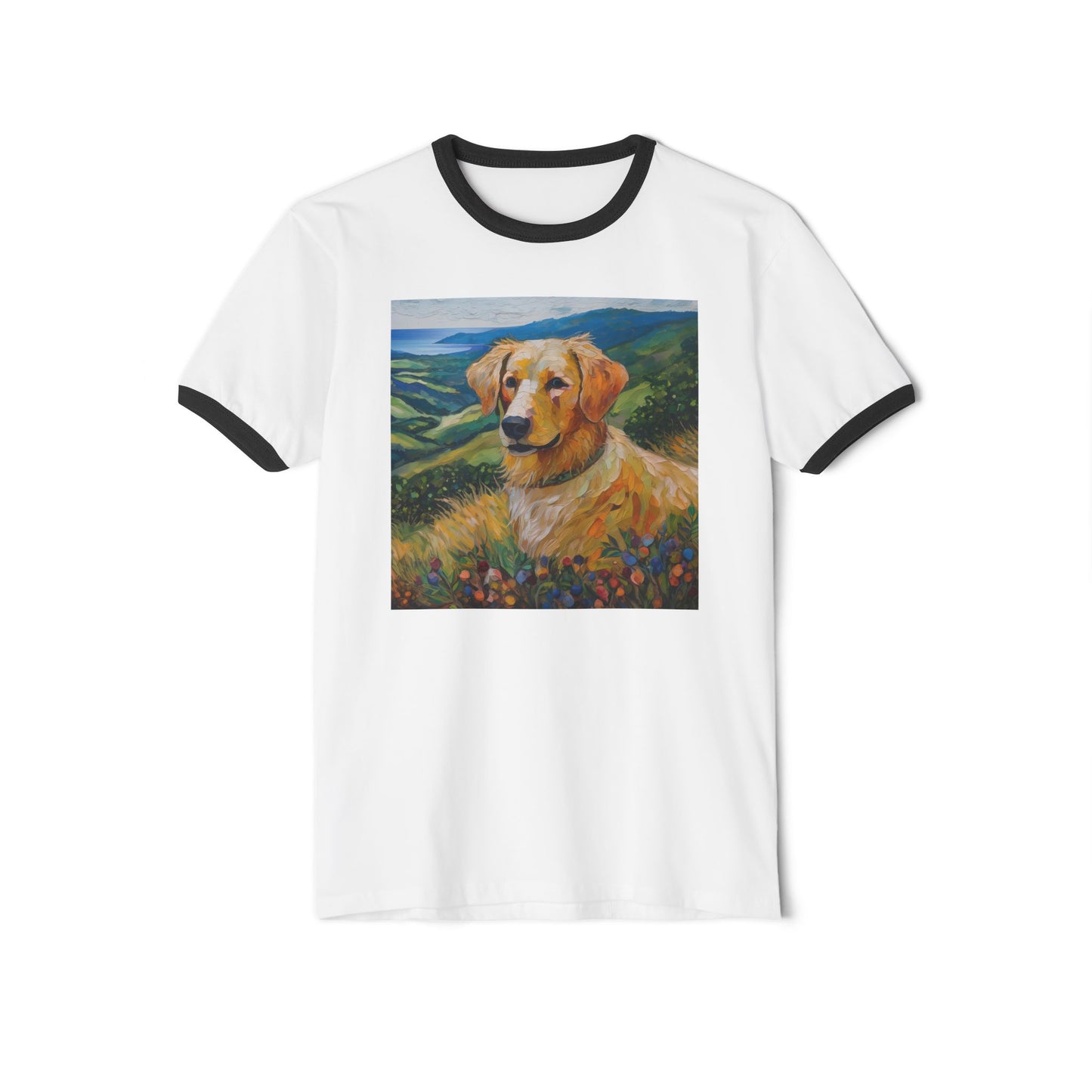 Golden Retriever #3 - Unisex Cotton Ringer T-Shirt