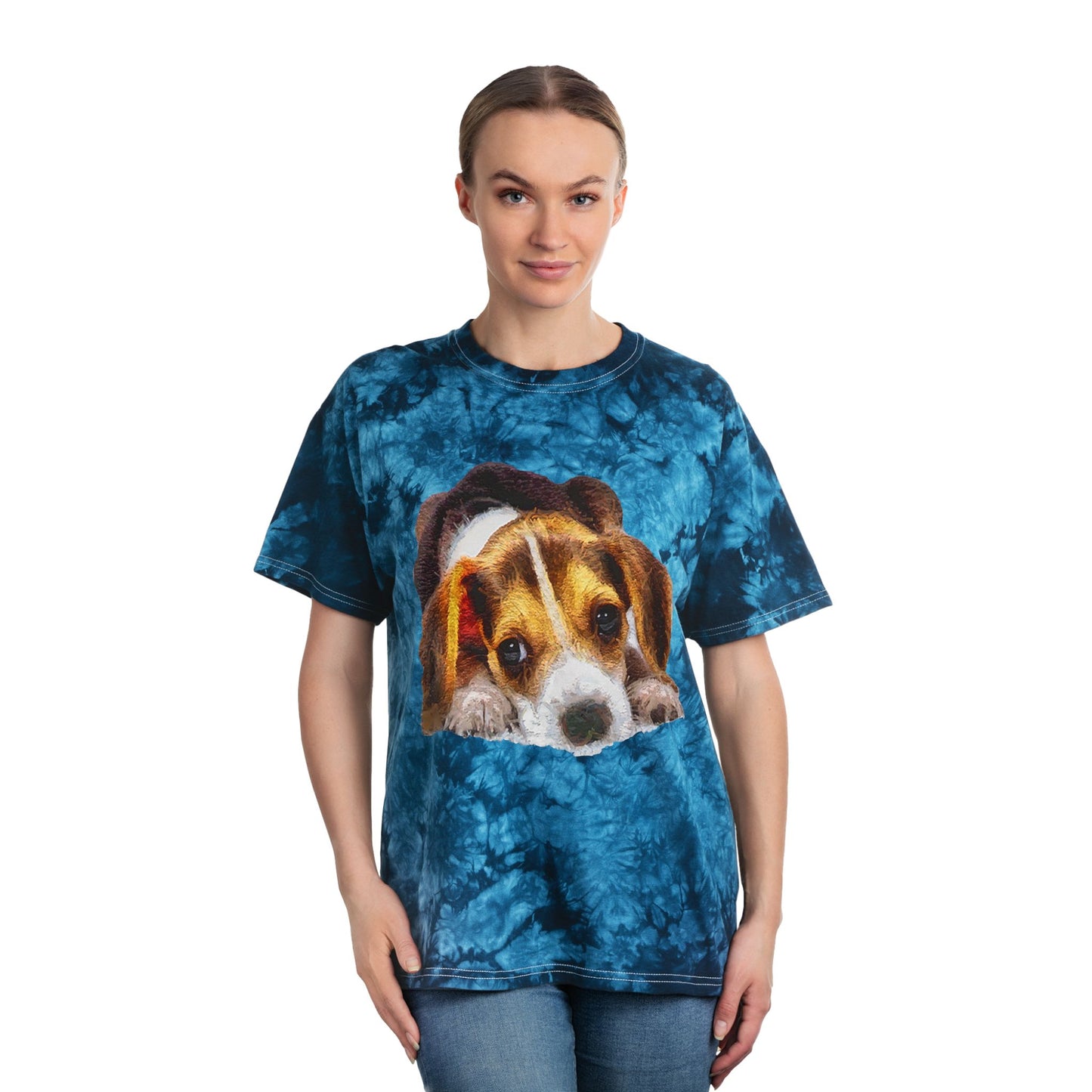 Beagle 'Daisy Mae' Unisex Cotton Tie-Dye Tee, Crystal