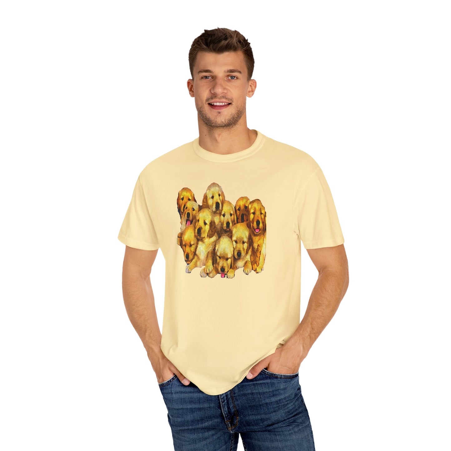 Golden Retriever Puppies Unisex-Adult Relaxed Fit Cotton T-shirt