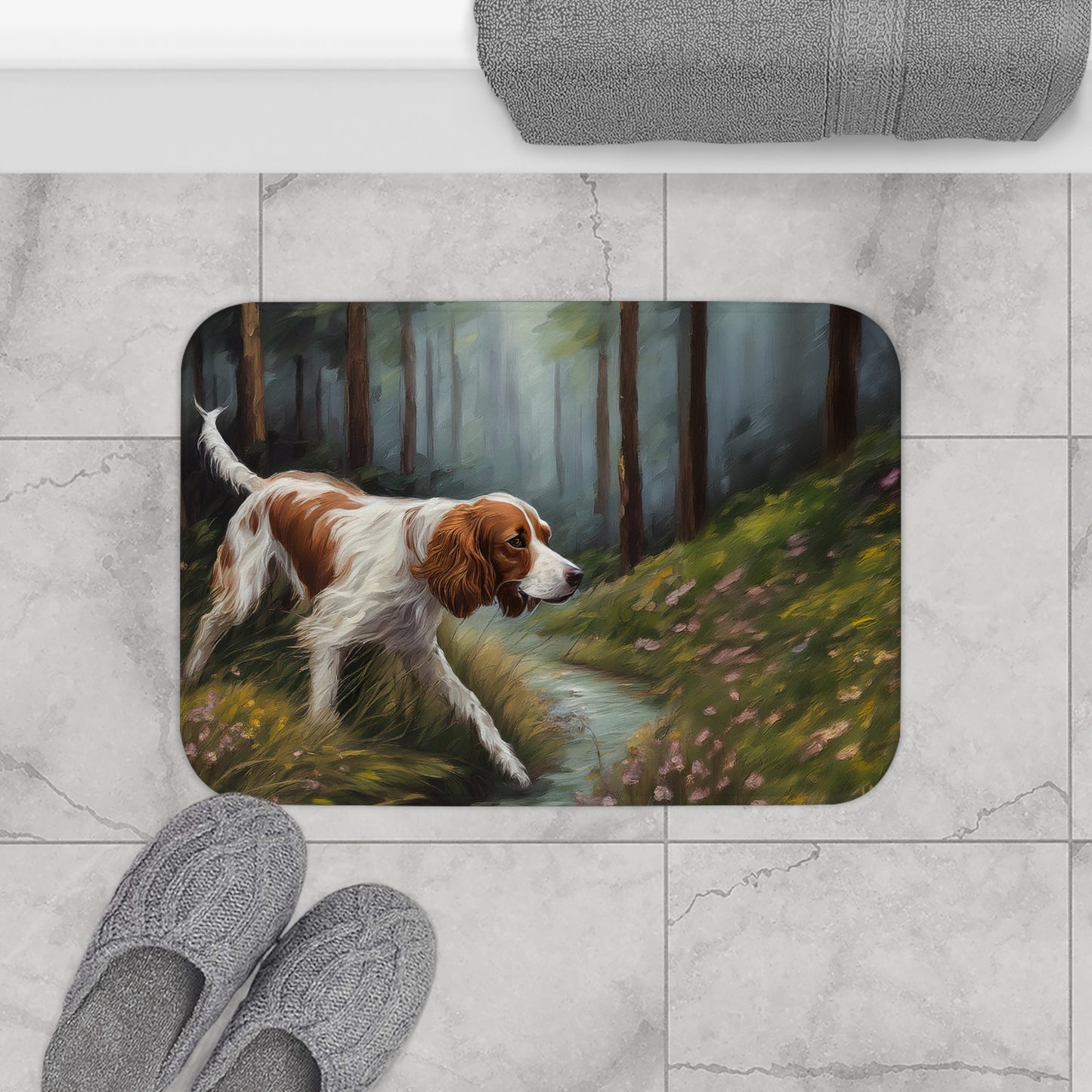Irish Red and White Setter - Bathroom Rug Mat