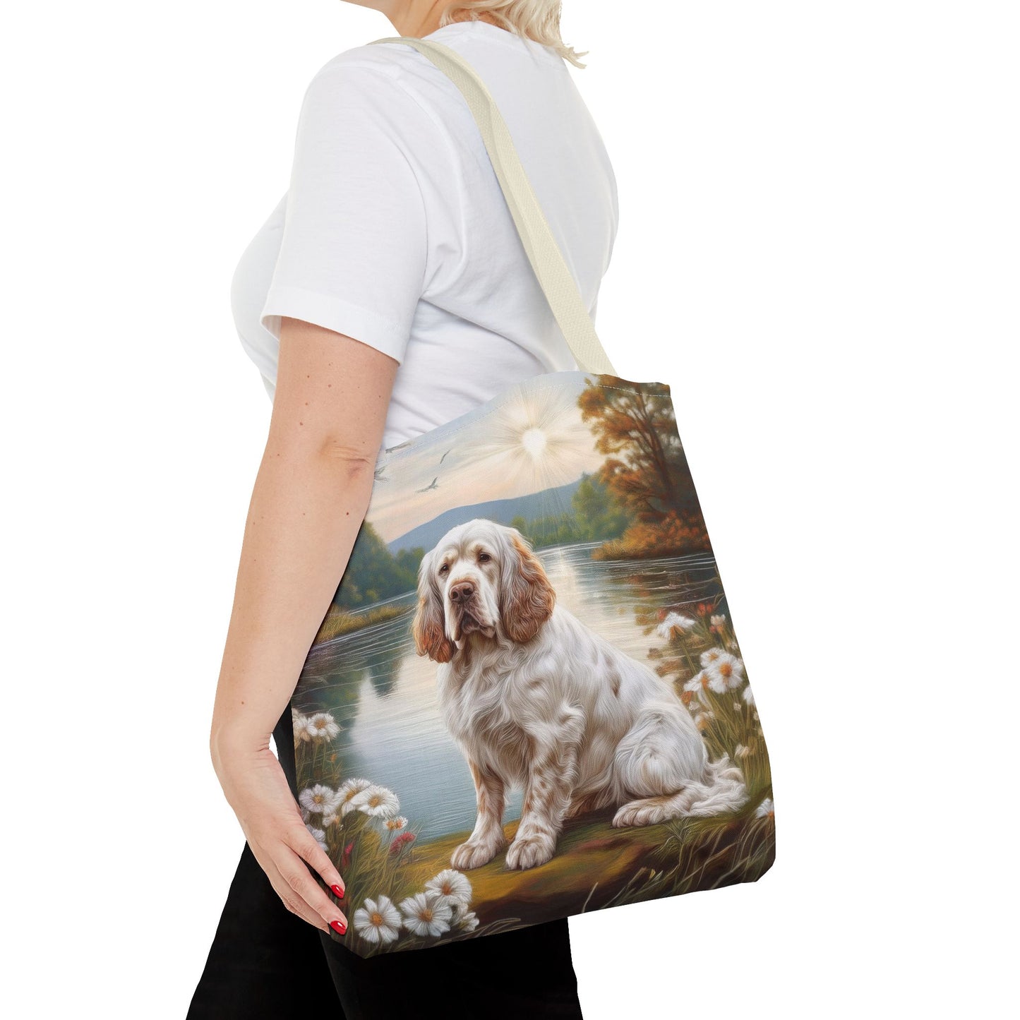 Clumber Spaniel Polyester Tote Bag (AOP)