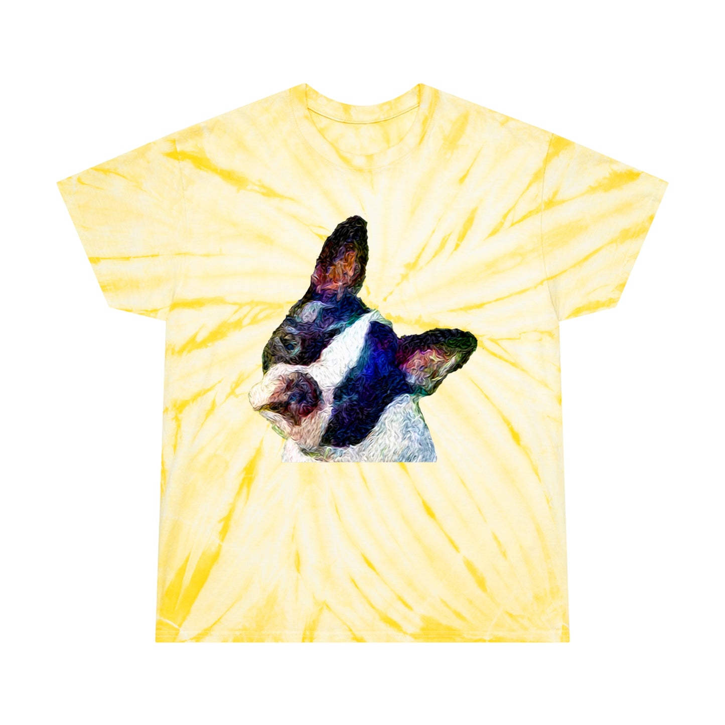 Boston Terrier 'Skipper' Unisex Cotton Tie-Dye Tee in Cyclone