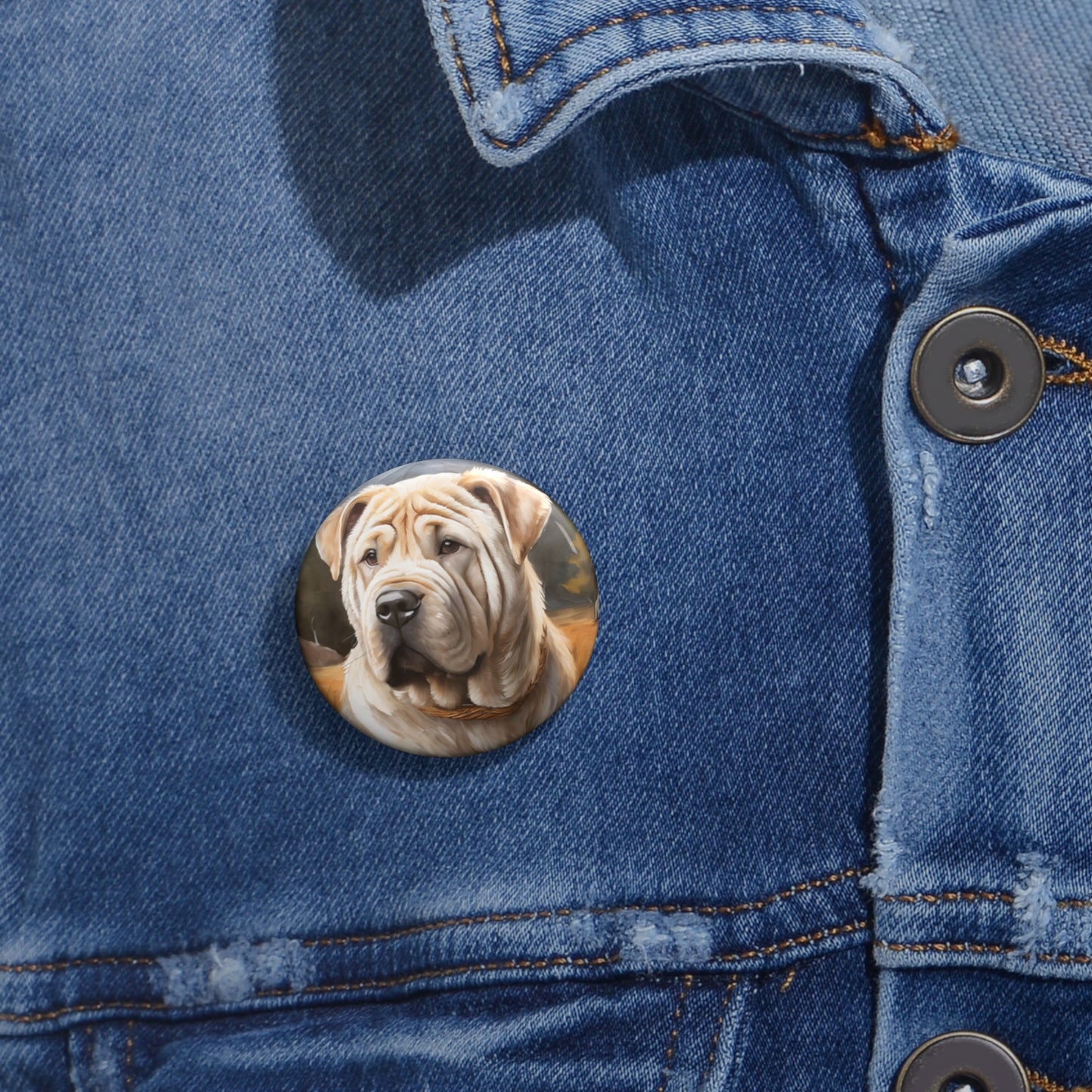 Exquisite Chinese Shar-Pei Metal Pinback Buttons
