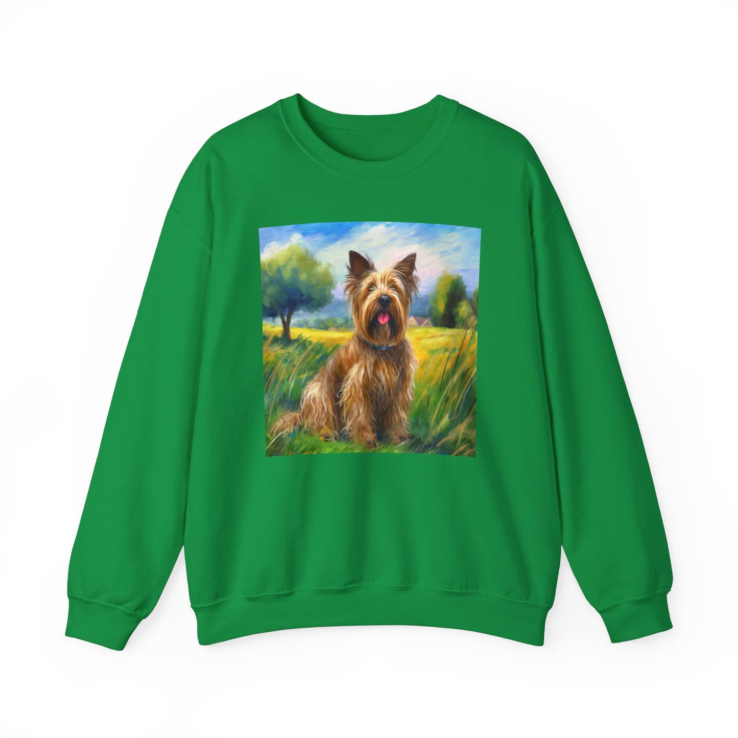 Briard in French Countryside Unisex 50/50 Crewneck Sweatshirt