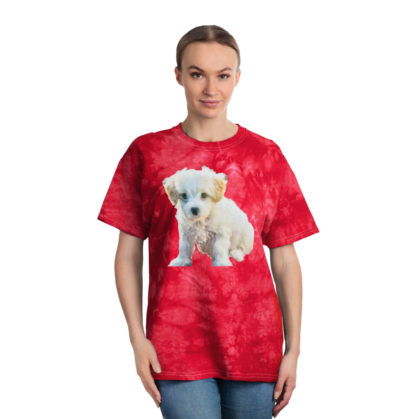 Bichon Frise Unisex Cotton Tie-Dye Tee, Crystal