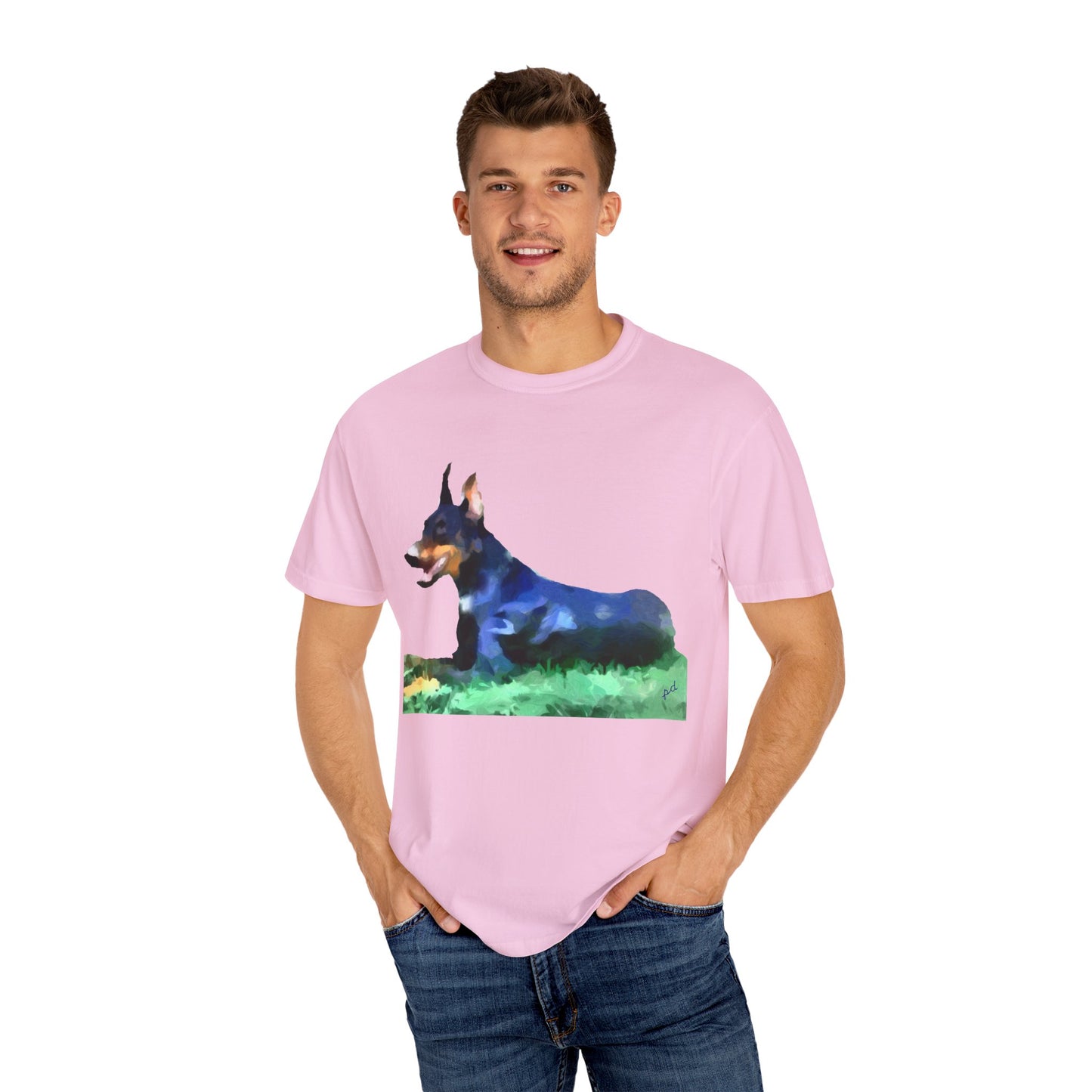 Doberman Pinscher 'Lina' Unisex Relaxed Fit Garment-Dyed T-shirt