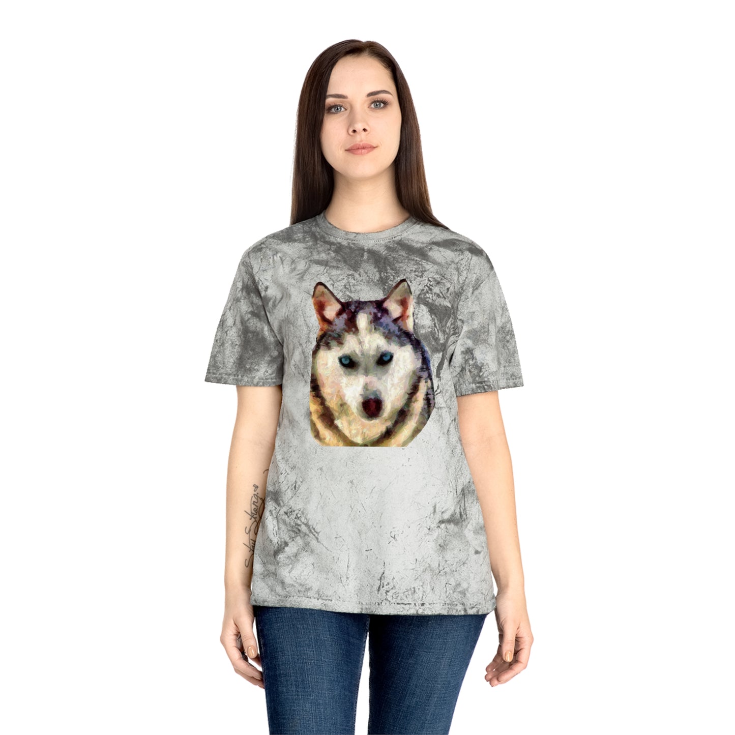 Siberian Husky 'Sacha' Unisex Cotton Color Blast T-Shirt