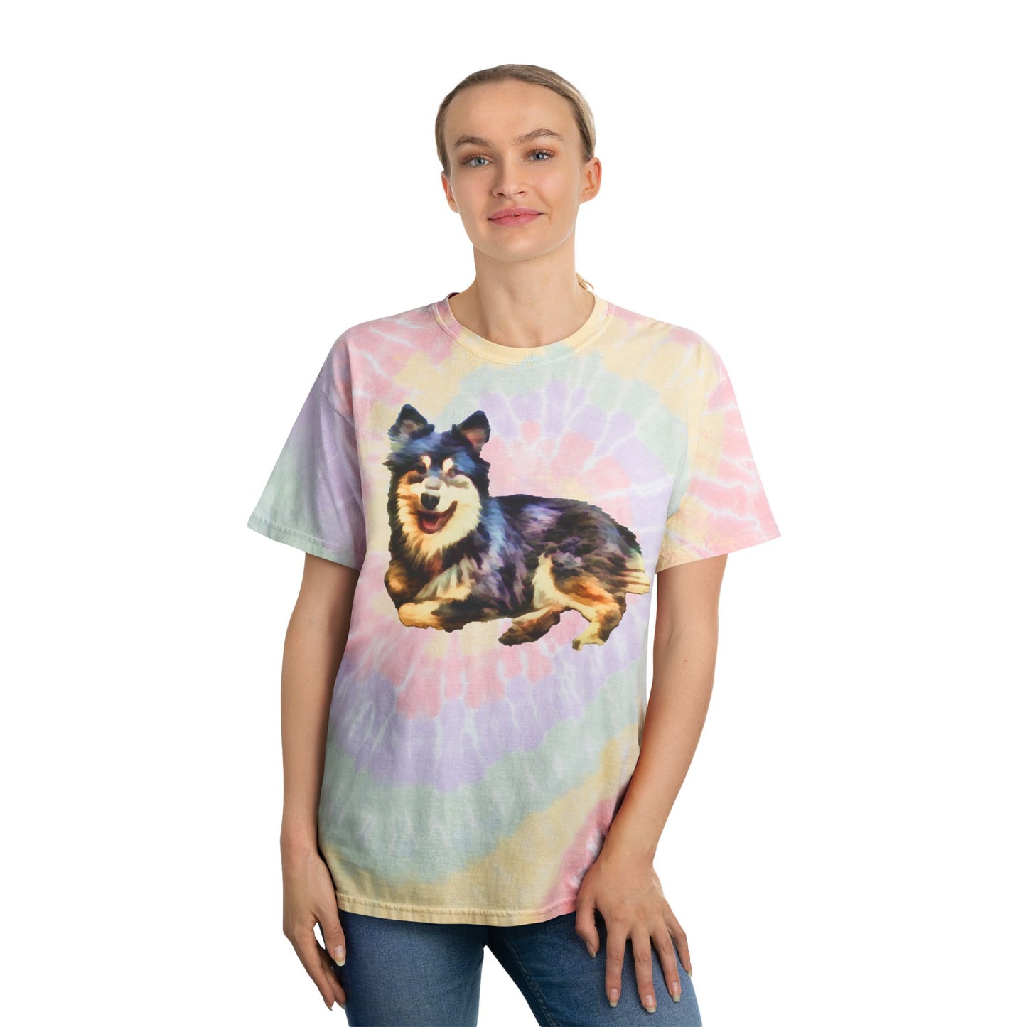 Finnish Lapphund Unisex Cotton Tie-Dye Tee, Spiral