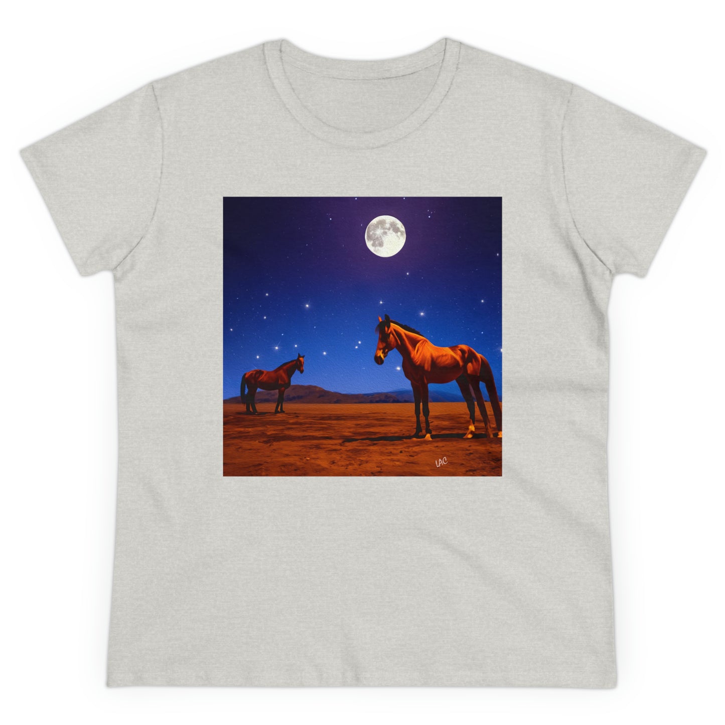 Horses in moonlight - Women's Midweight Cotton Tee