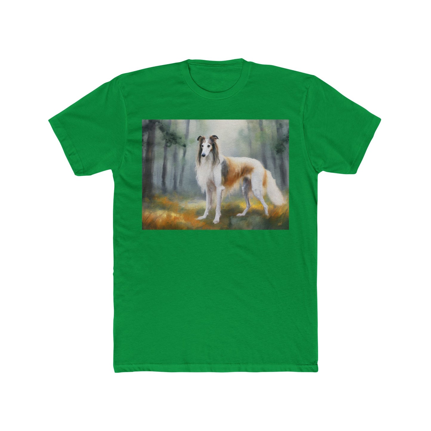 Borzoi 'Russian Wolfhound' Men's Fitted Cotton Crew Tee