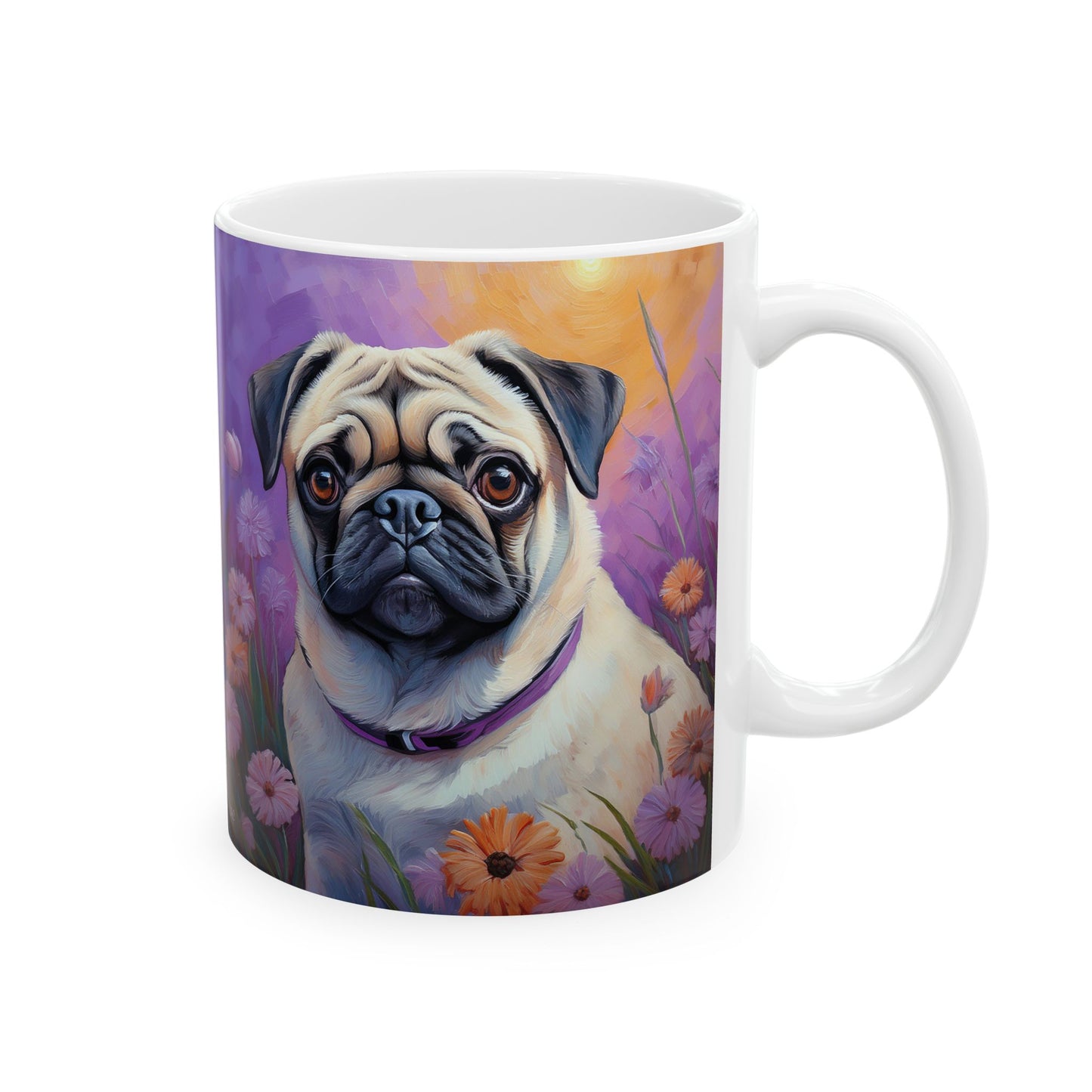 Pug - White Ceramic Mug - 2 Sizes