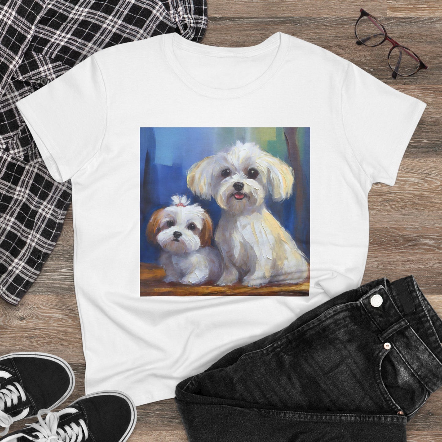 Maltese Puppies Women's Midweight Cotton Tee