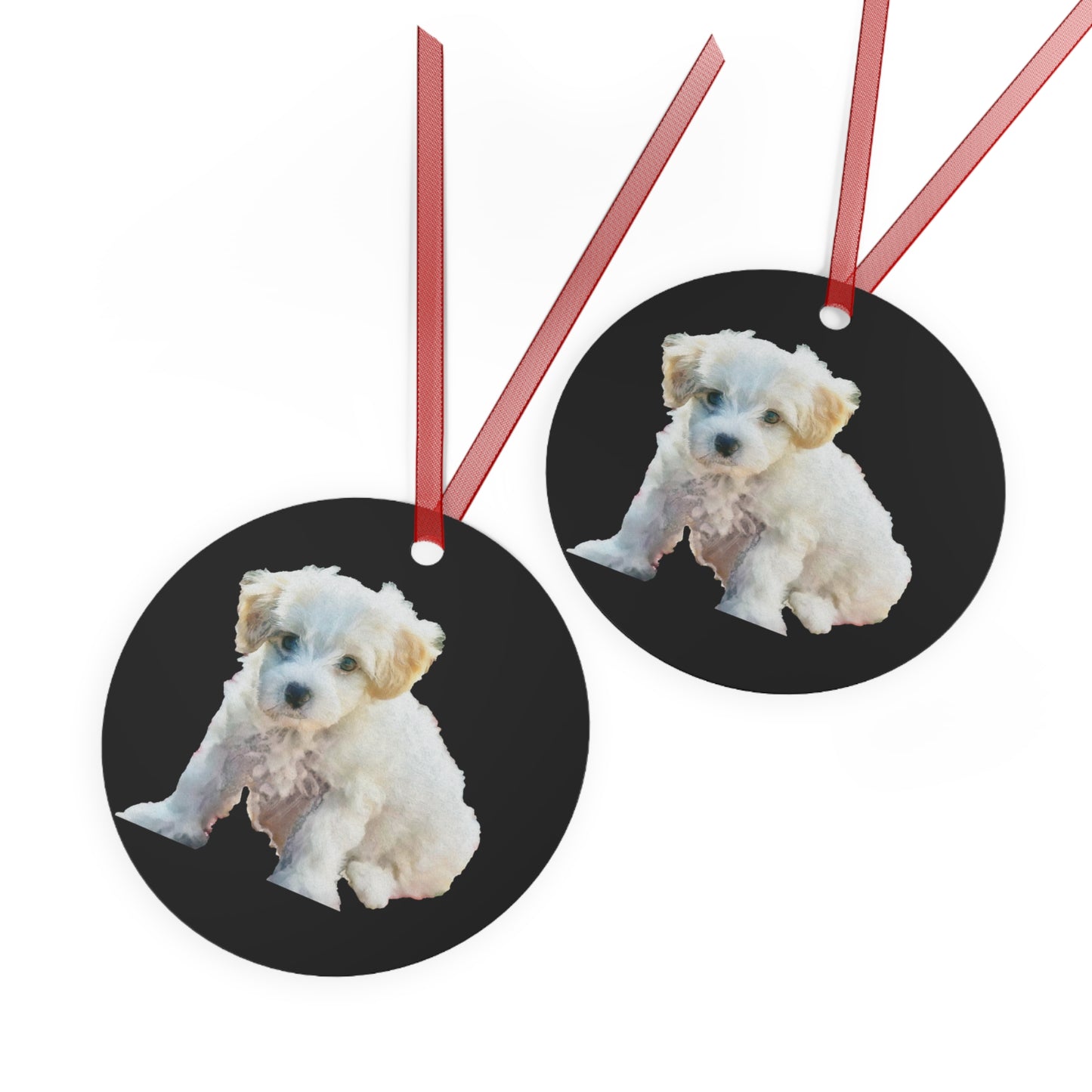 Bichon Frise Christmas Tree Metal Ornaments