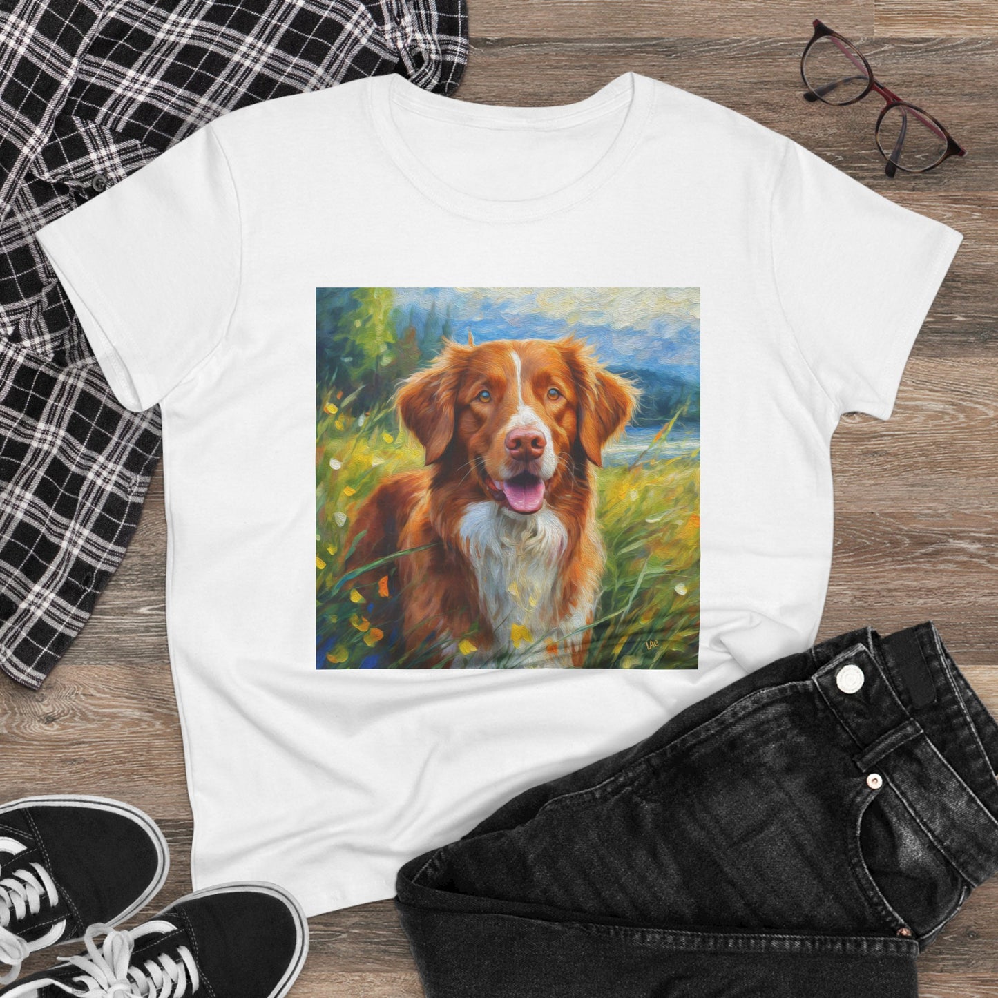 Nova Scotia Duck Tolling Retriever 'DIxie' Women's Midweight Cotton Tee