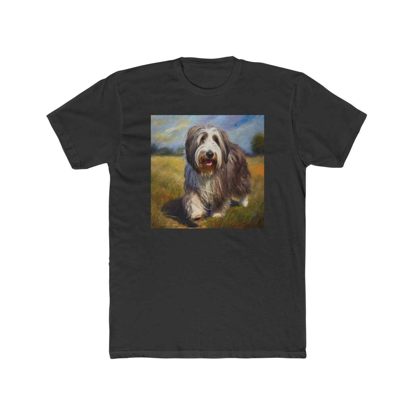Bearded Collie Men's Fitted Cotton Crew Tee