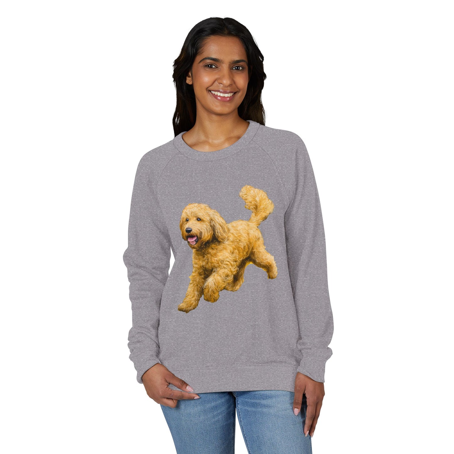 Goldendoodle Unisex French Terry Raglan Crewneck Long Sleeve