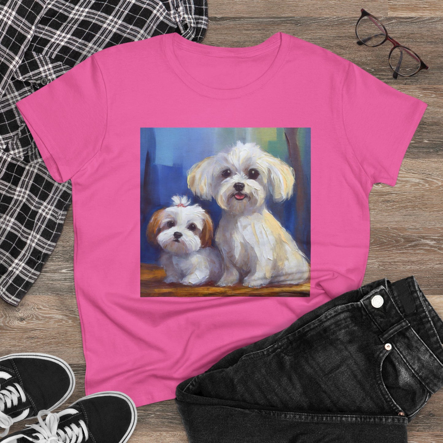 Maltese Puppies Women's Midweight Cotton Tee
