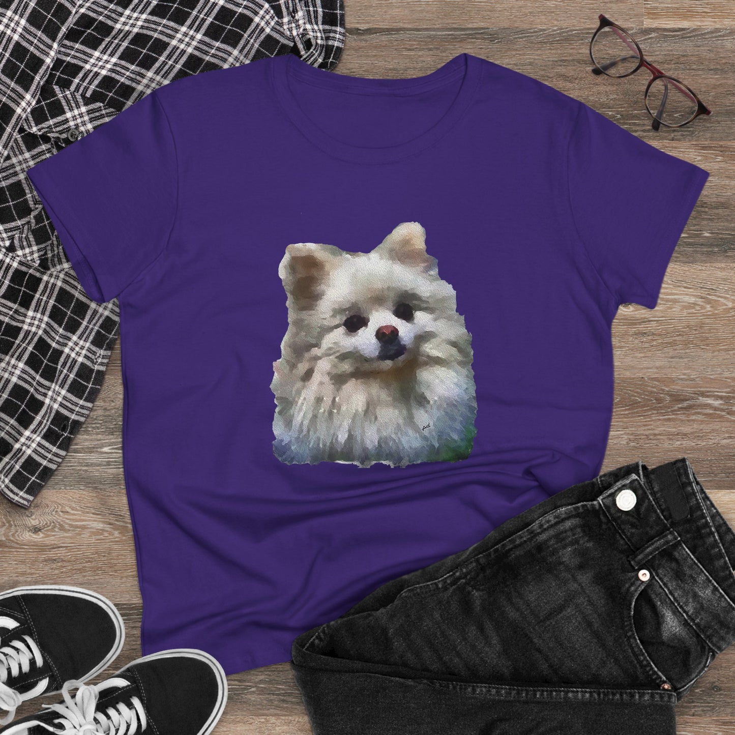 Pomeranian 'Snowball' Women's Midweight Cotton Tee