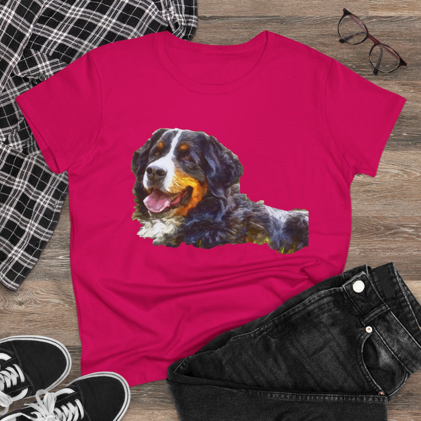 Bernese Mountain Dog Women's Midweight Cotton Tee