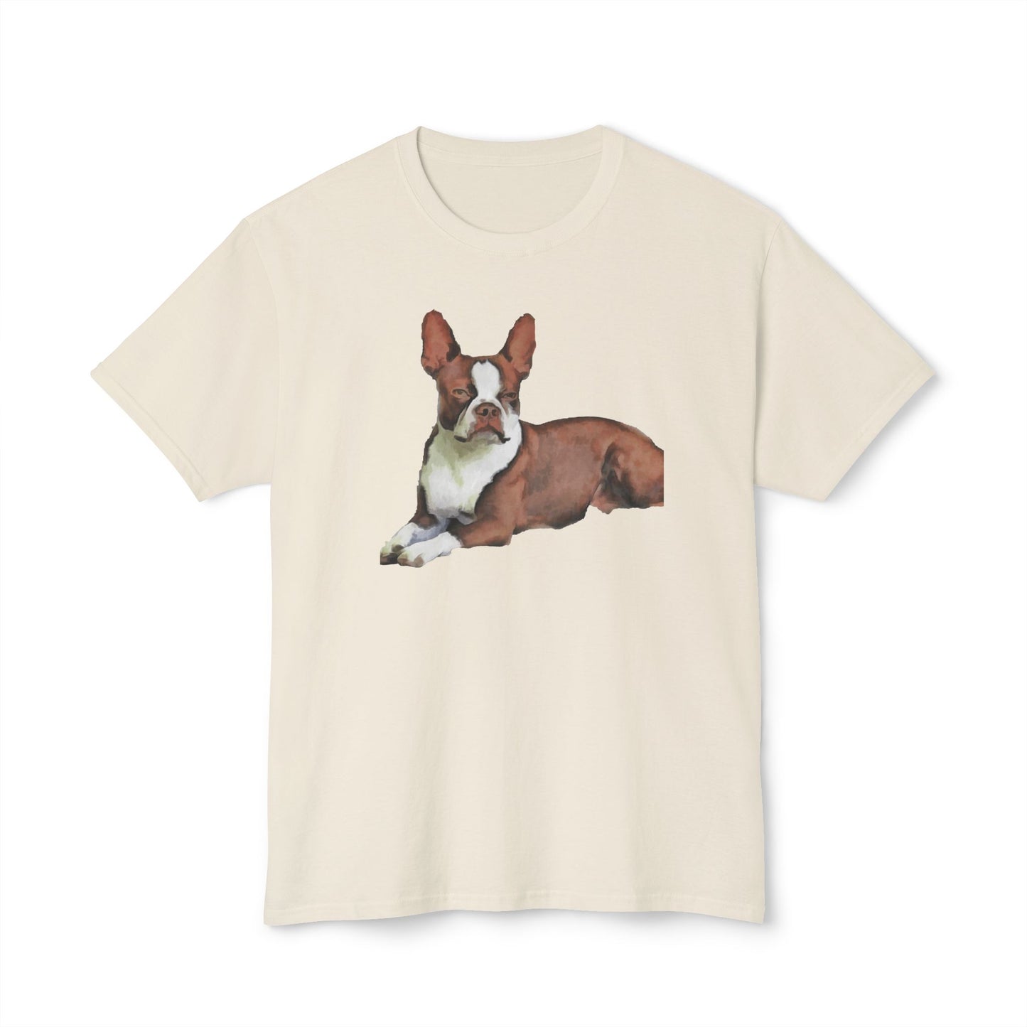 Boston Terrier Brown & White Pre-shrunk Unisex Cotton Tee