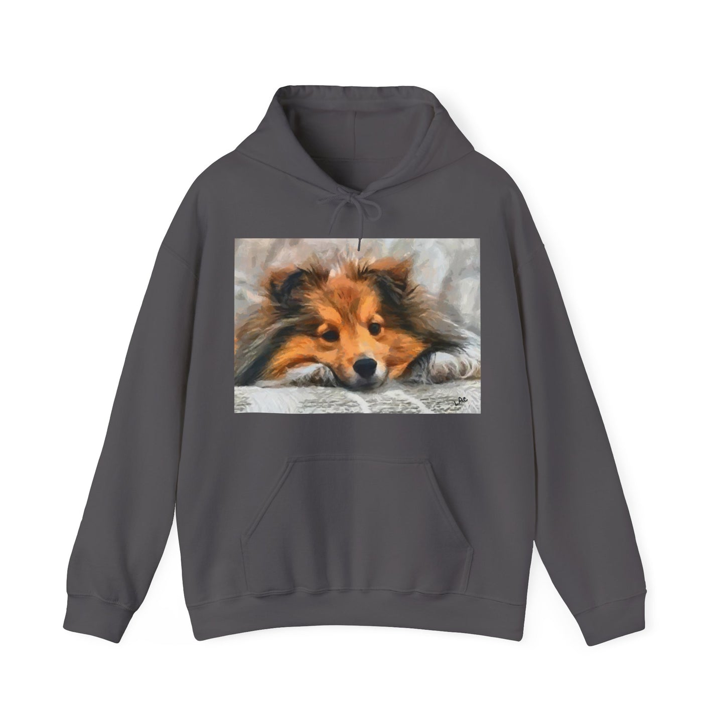 Shetland Sheepdog 'Sleepy Sheltie' Unisex 50/50 Hooded Sweatshirt