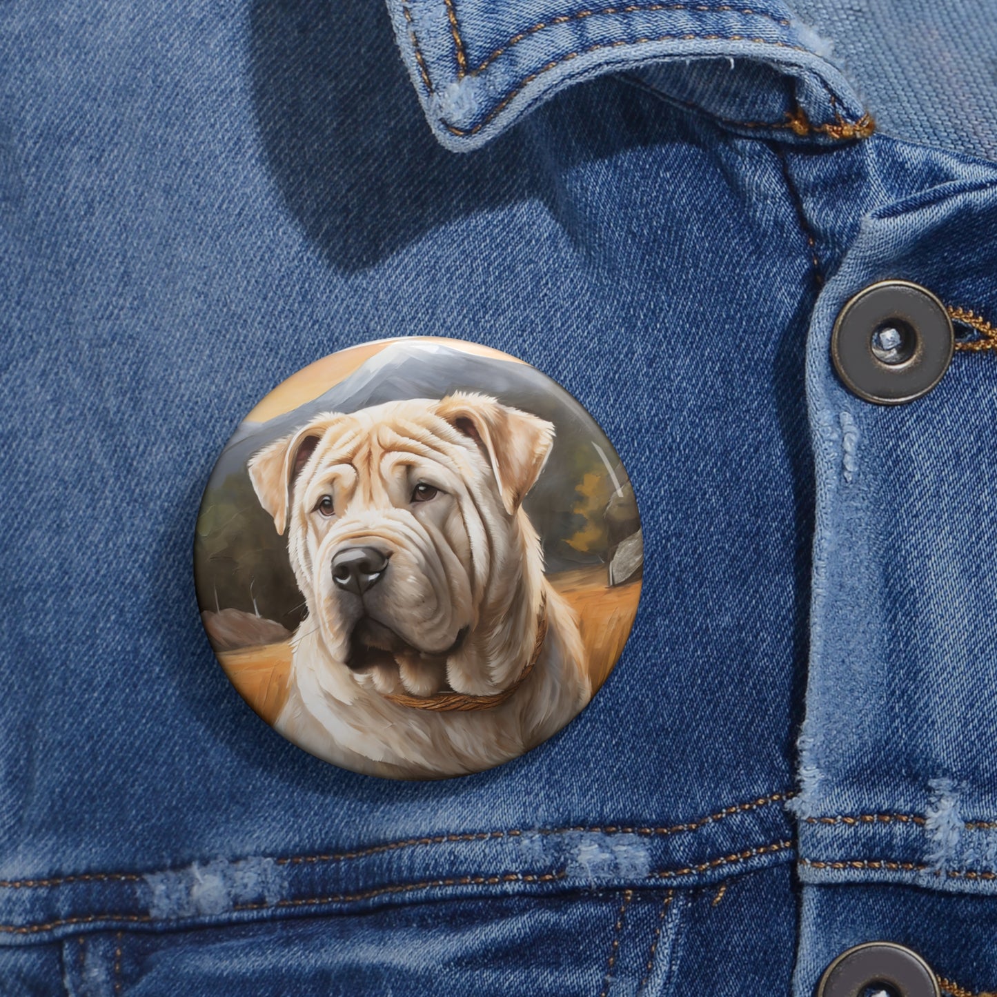 Exquisite Chinese Shar-Pei Metal Pinback Buttons