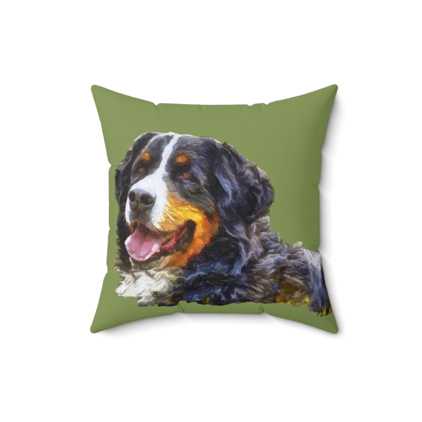 Bernese Mountain Dog Spun Polyester Throw Pillow
