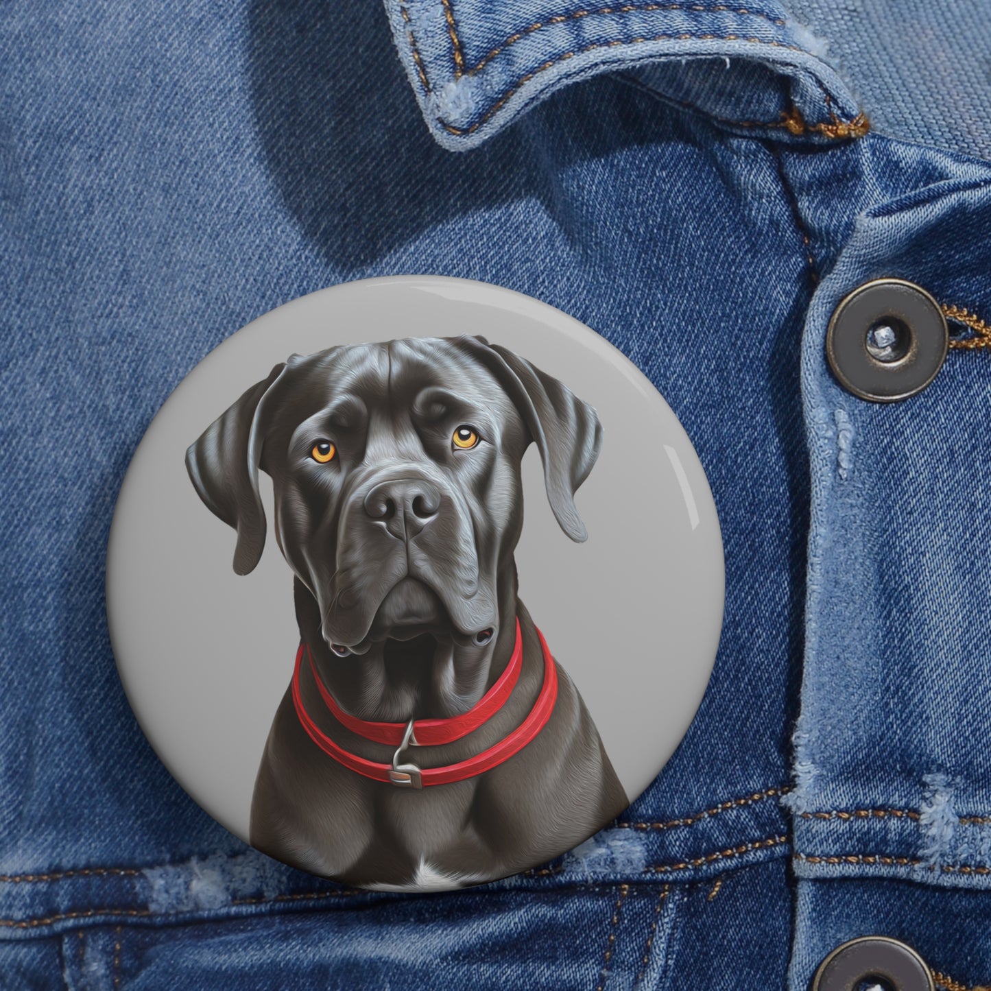Cane Corso Charm: Metal Pinback Buttons