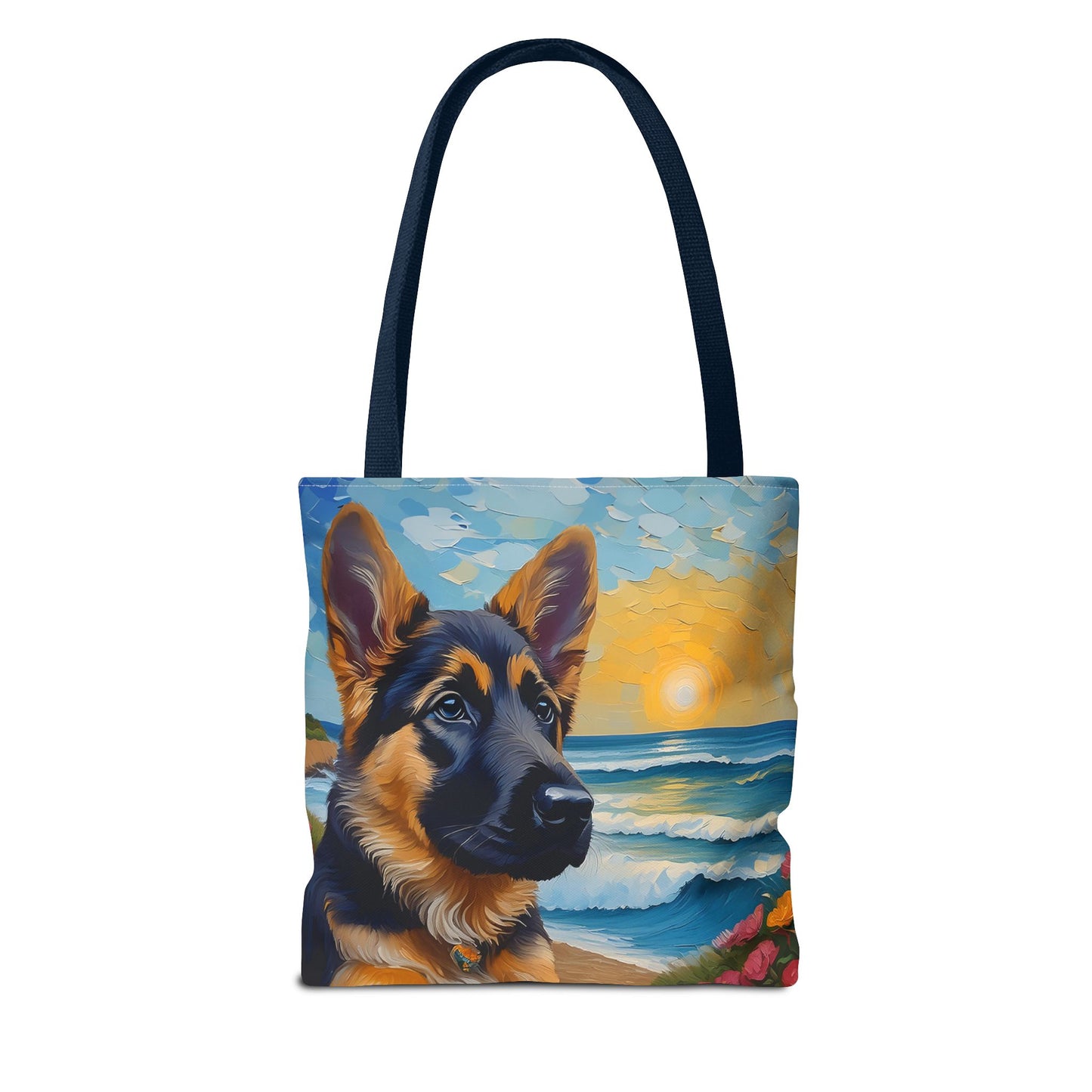 German Shepherd Puppy Polyester Tote Bag: Adventure Awaits!