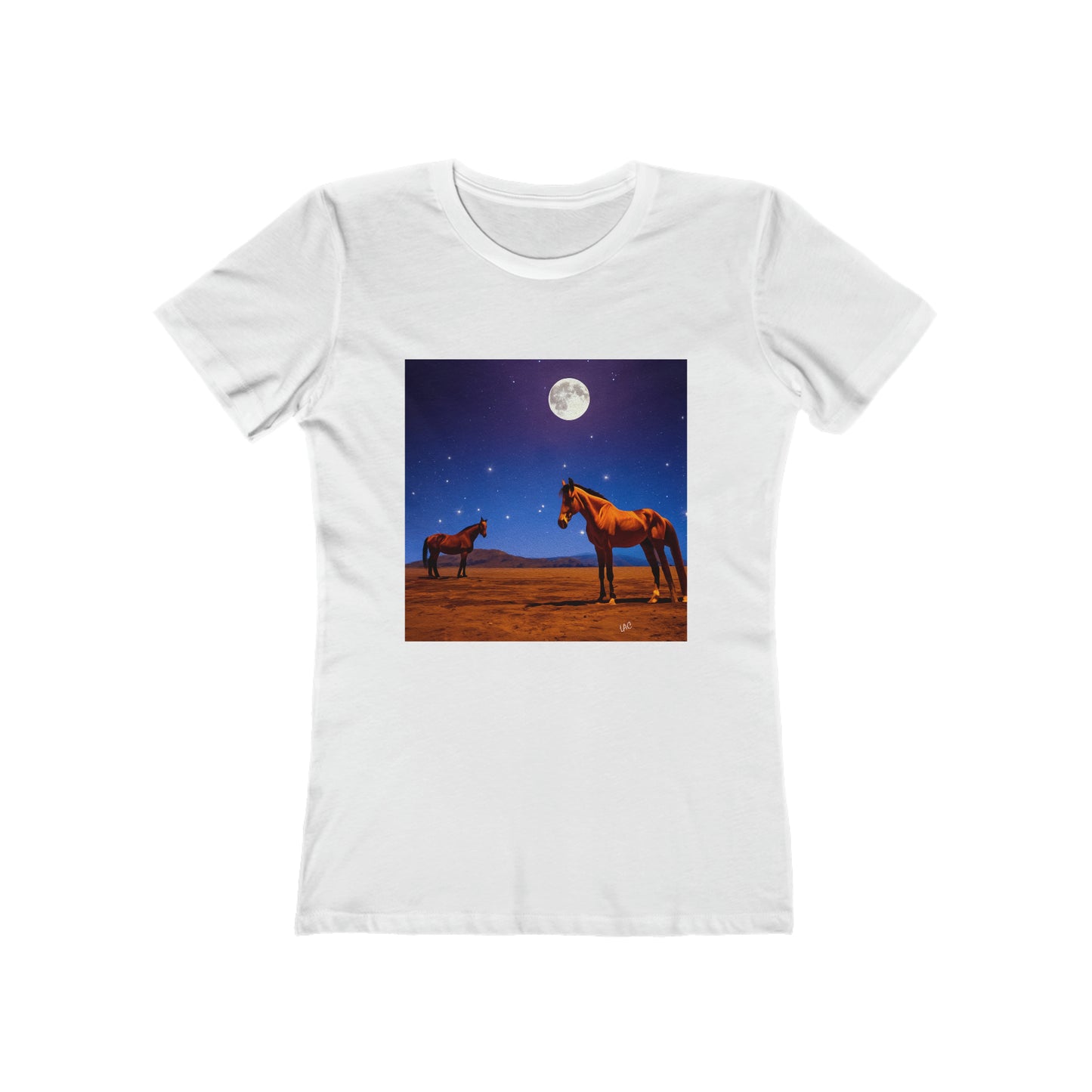 Horses in Moonlight Women's Slim Fit Ringspun Cotton Tee